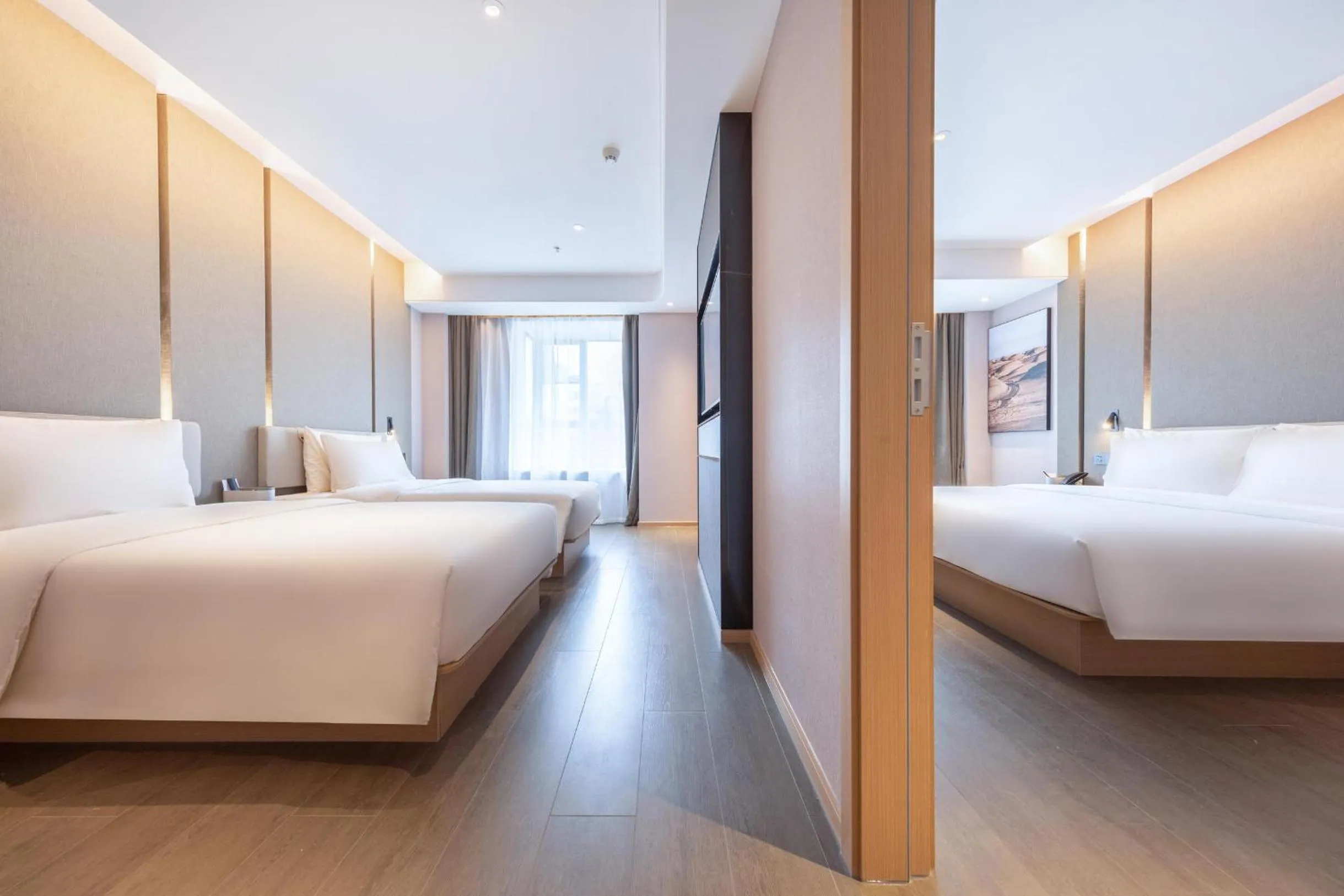 Bed in Atour Hotel Zhuhai Wanchai Port Hengqin International Convention and Exhibition Center