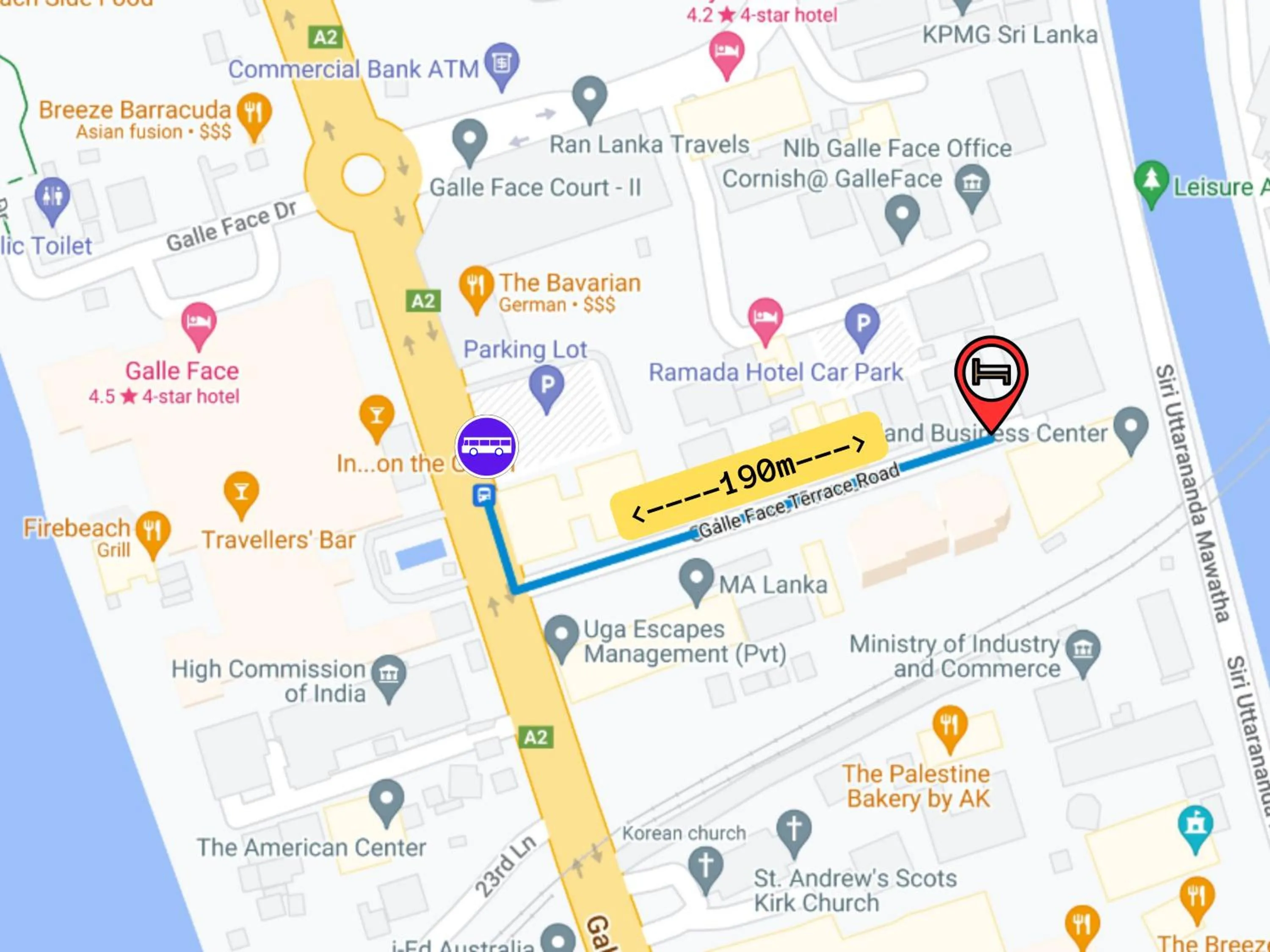 Location in Galle Face Terrace Hostel by Tourlux