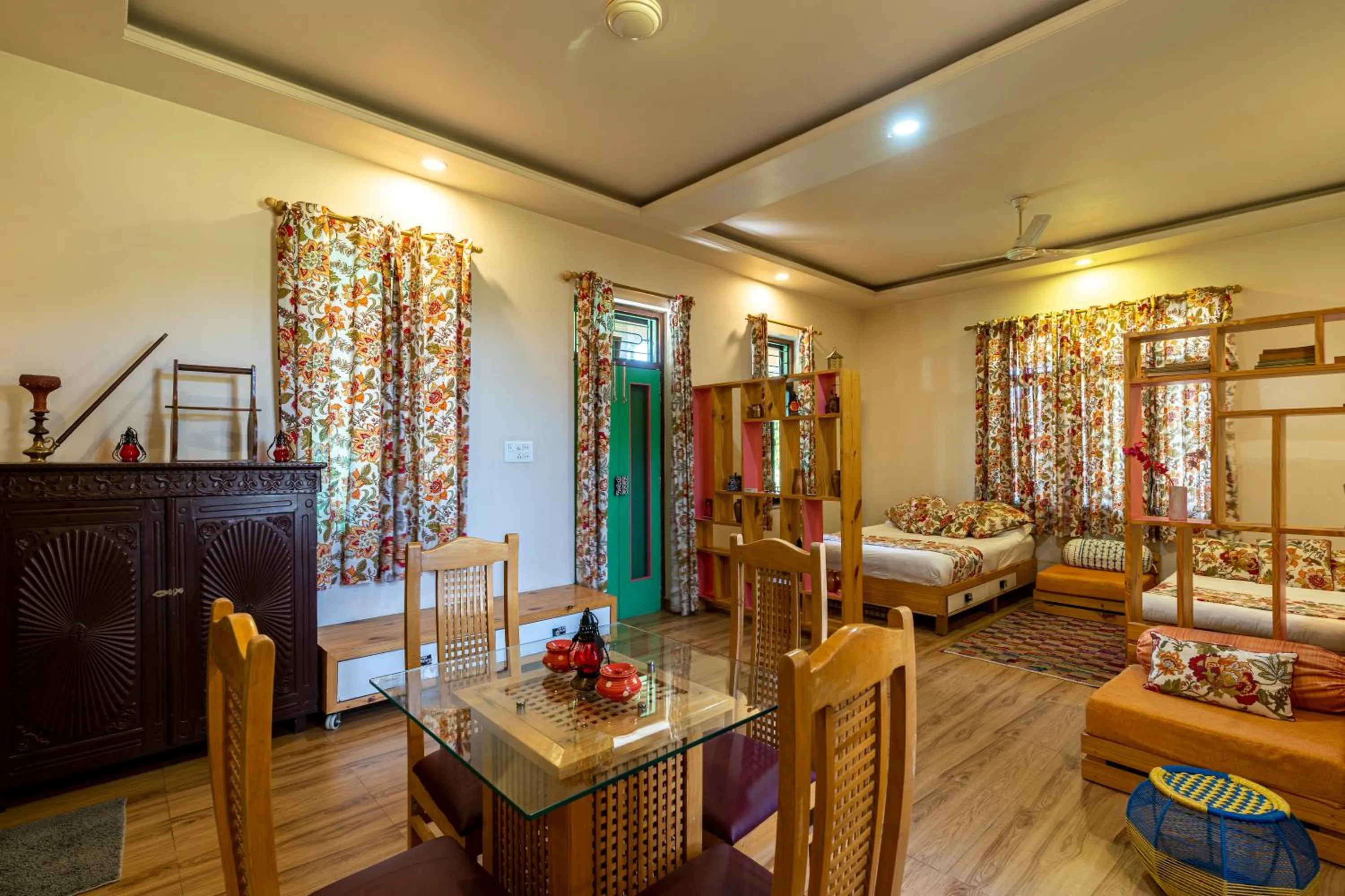 Living room, Bed in GiriSadan Organic Retreat & Experiences