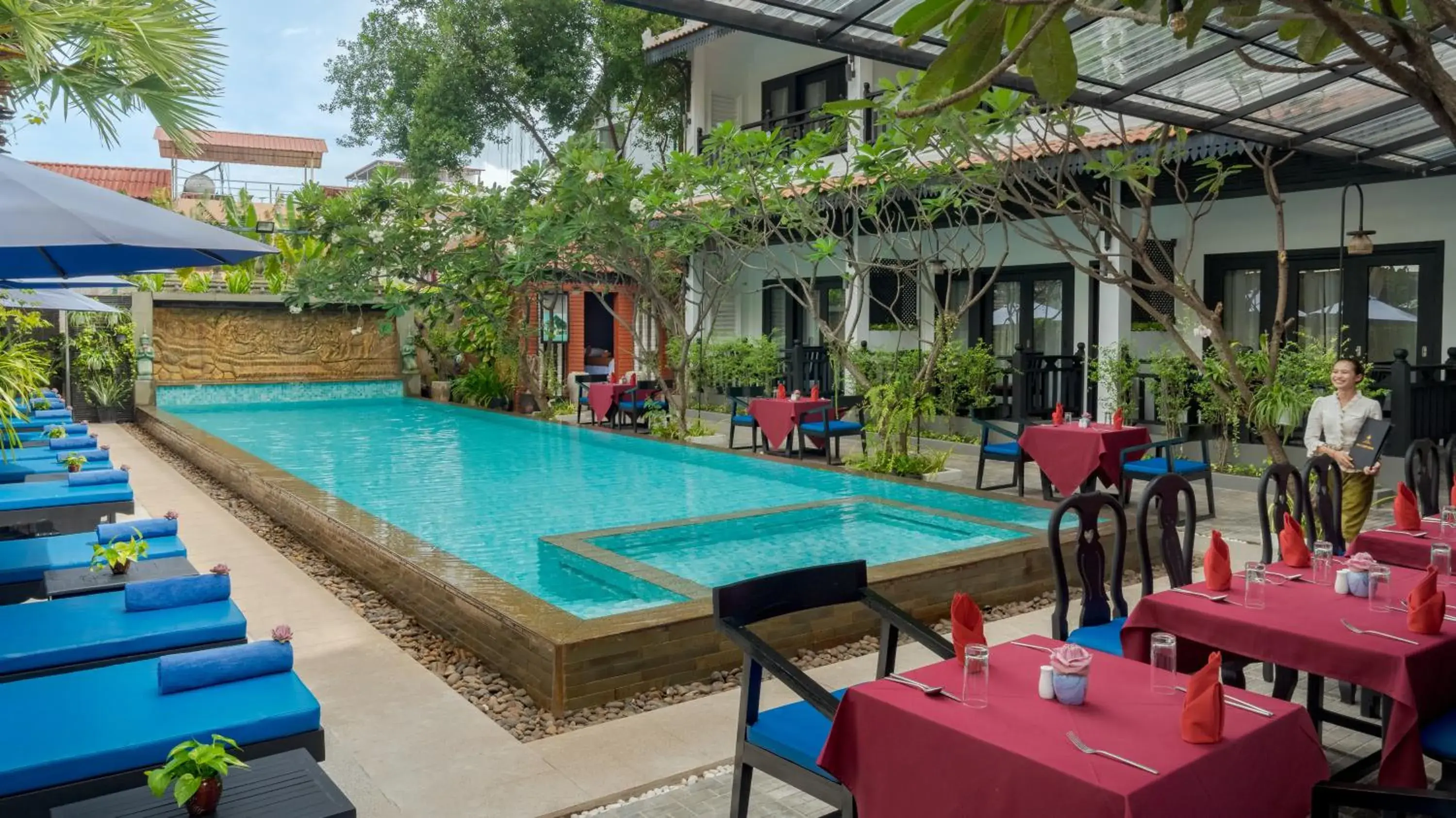 Pool view in Khmer Mansion Boutique Hotel Pool view in Khmer Mansion Boutique Hotel