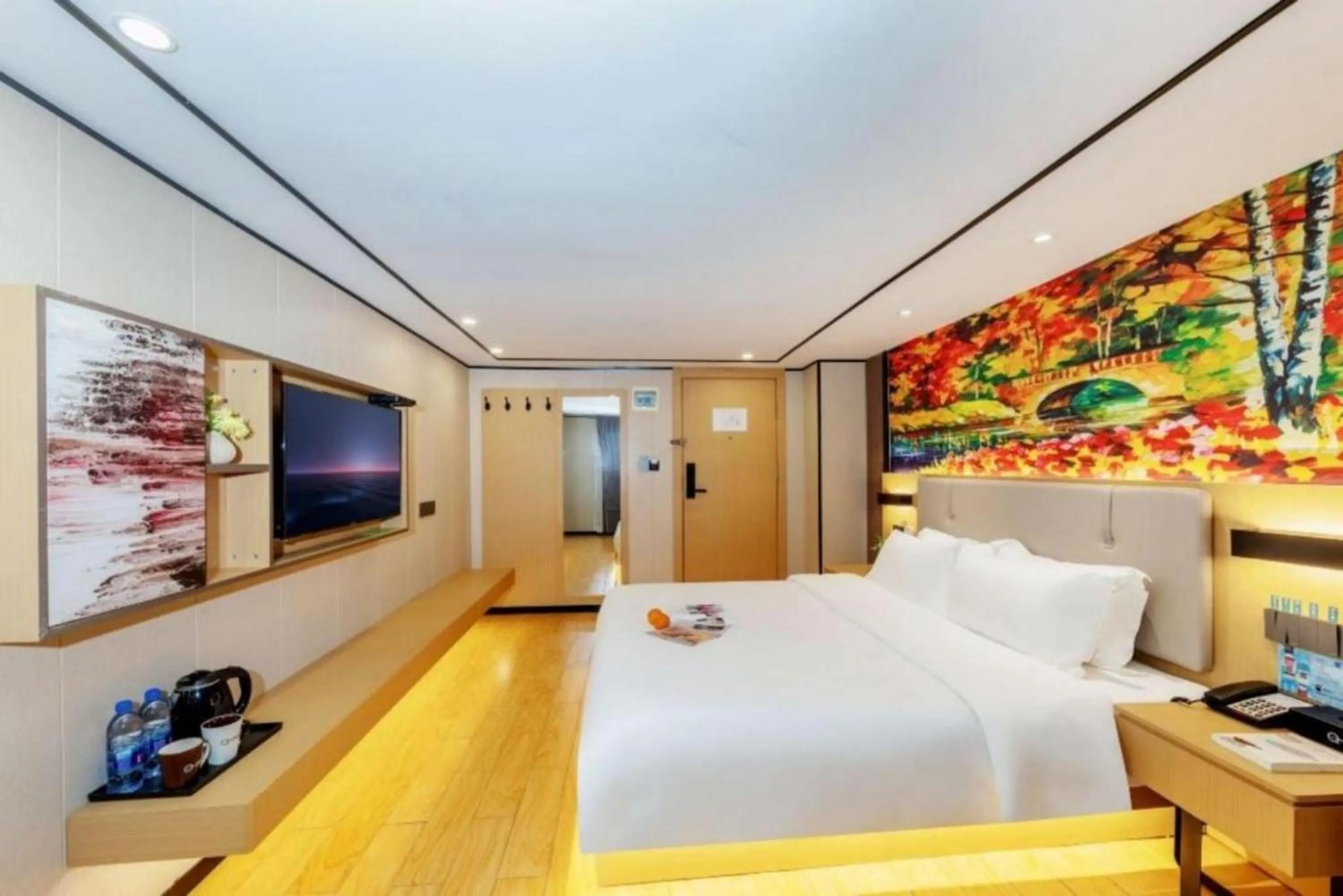 Communal lounge/ TV room, Bed in Yimimi Apartment - Guangzhou 13th Line Yide Road Metro Station