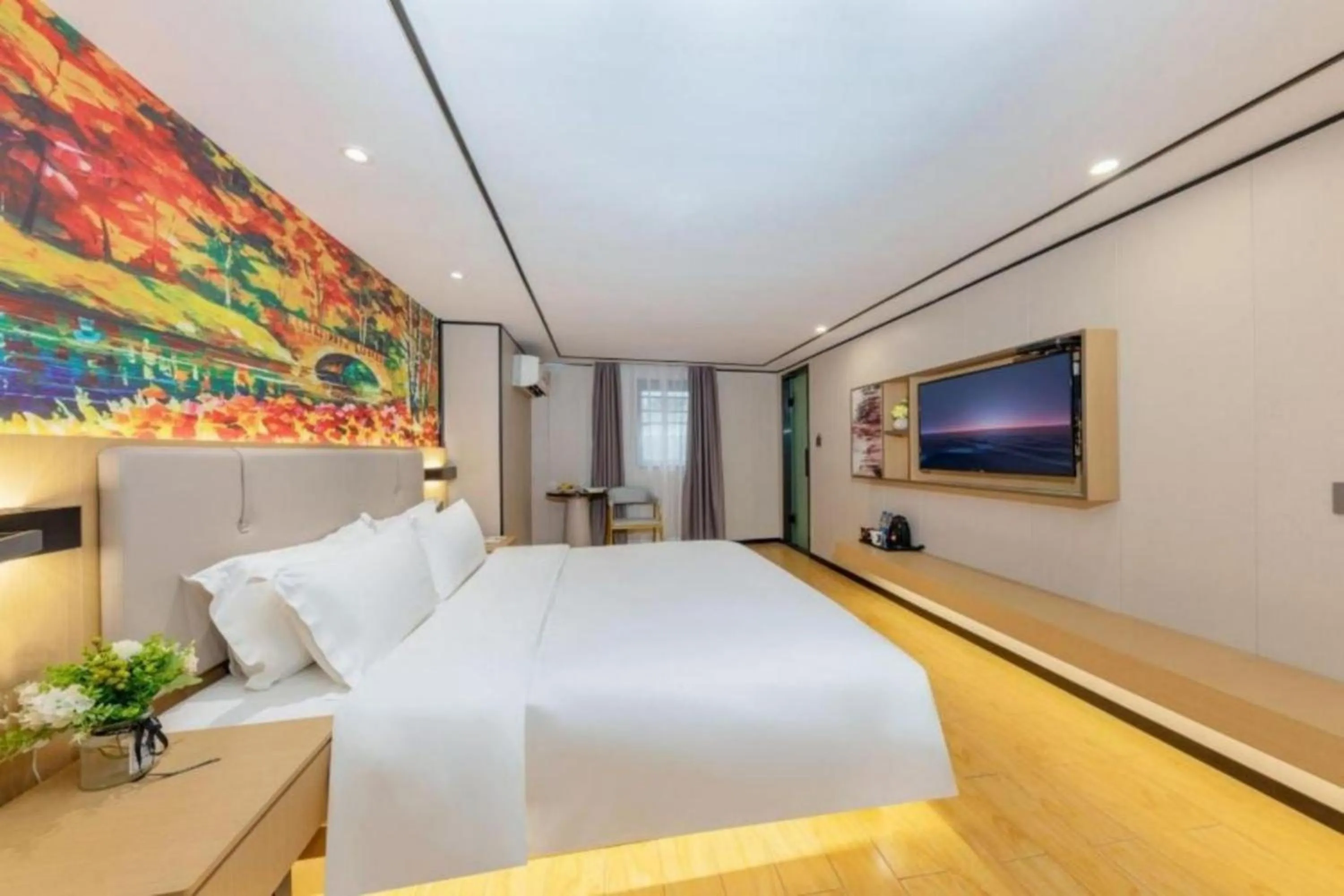 Bed in Yimimi Apartment - Guangzhou 13th Line Yide Road Metro Station