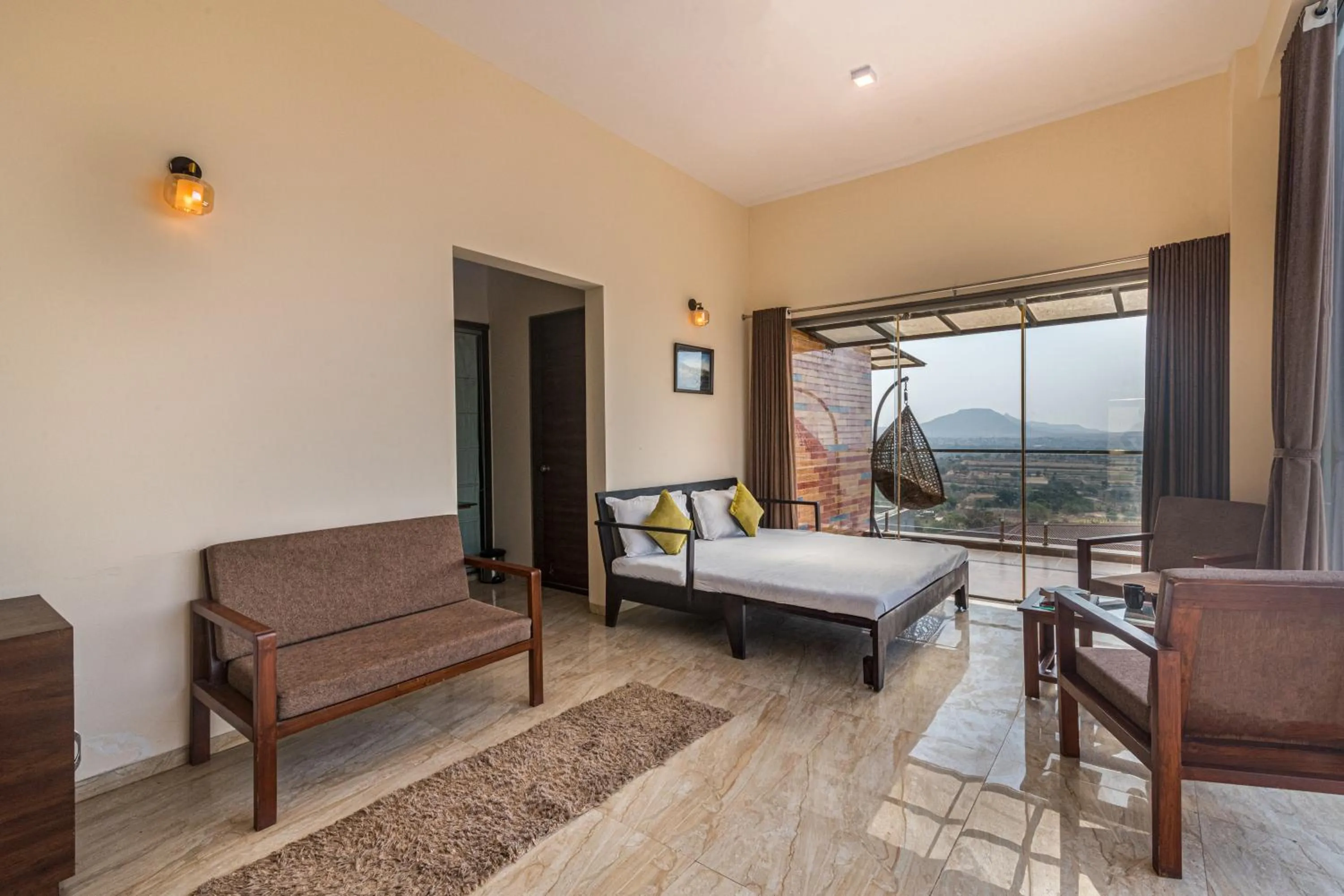 Living room, Bed in Wabi Sabi Resort, Igatpuri