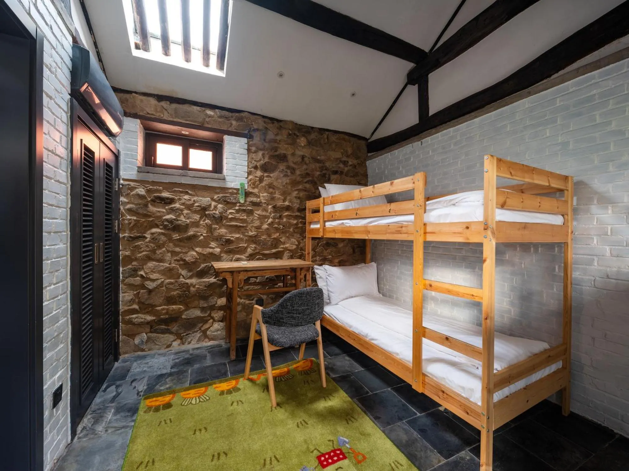 Bedroom, Bed in Brickyard Retreat at Mutianyu Great Wall Adjoin to Mutianyu Great Wall - Room with the View of Great Wall - Jacuzzi with the View of Great Wall - Vehicle Shuttle Service - International Catering - SPA& Nail Beauty Facilities