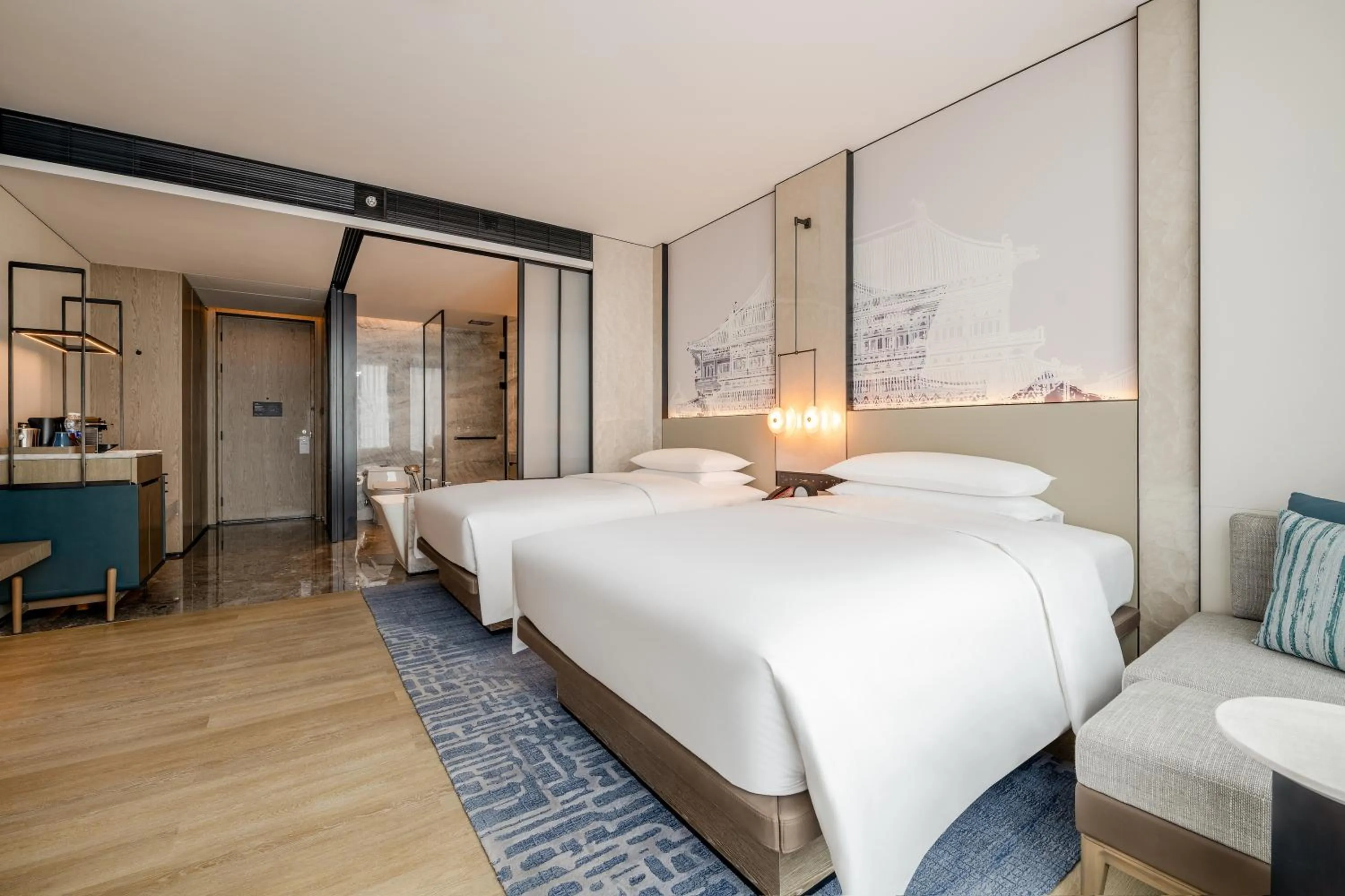 Bed in Wuhan Marriott Hotel Wuchang