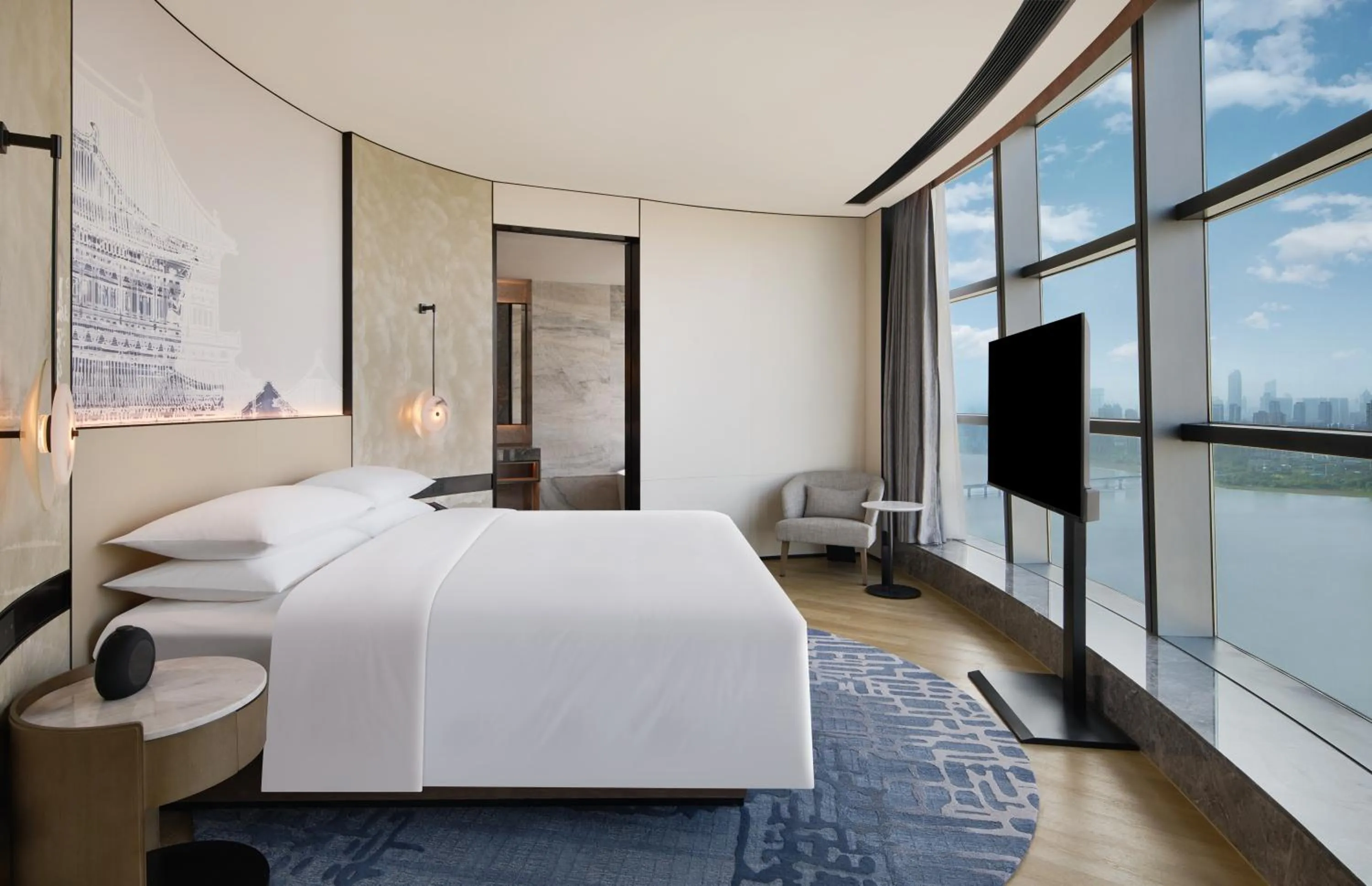 Bed in Wuhan Marriott Hotel Wuchang