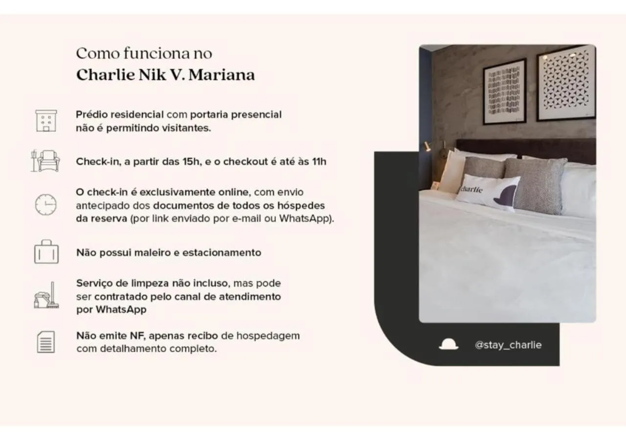 Text overlay, Bed in Charlie Nik Vila Mariana