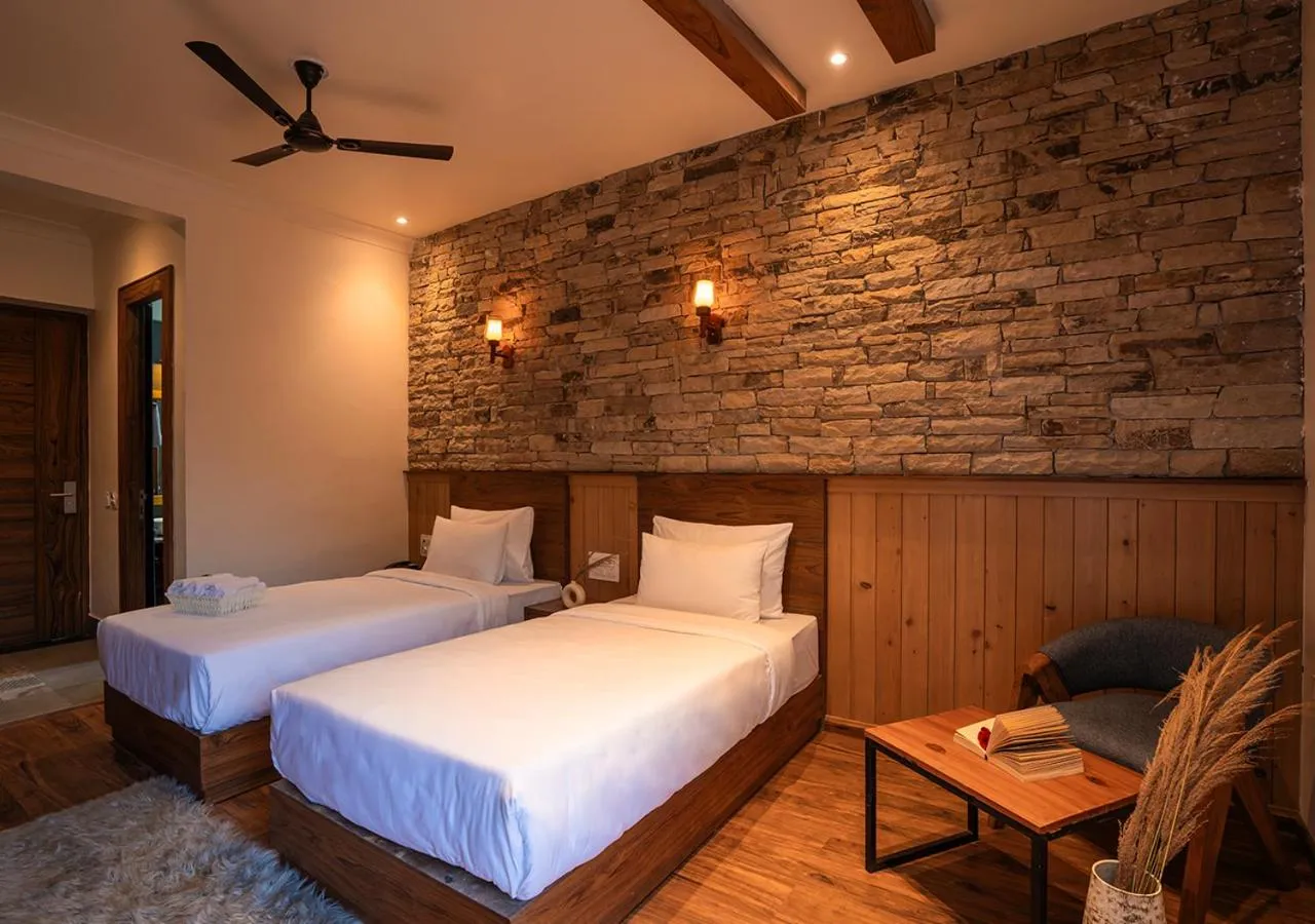 Bed in Moustache Bhimtal Luxuria, Nainital