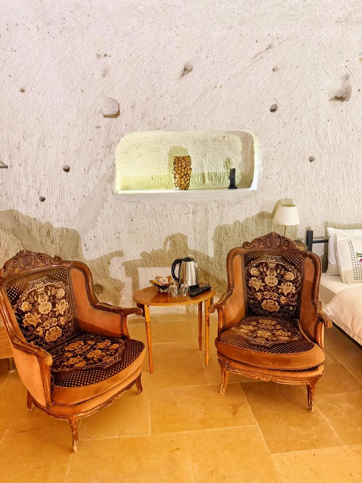 Seating area in My Cave Suites