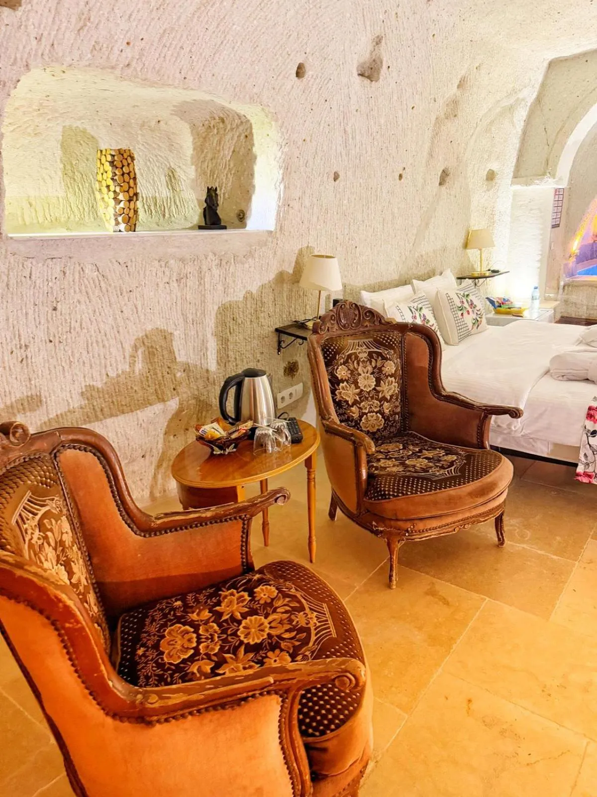 Seating area in My Cave Suites