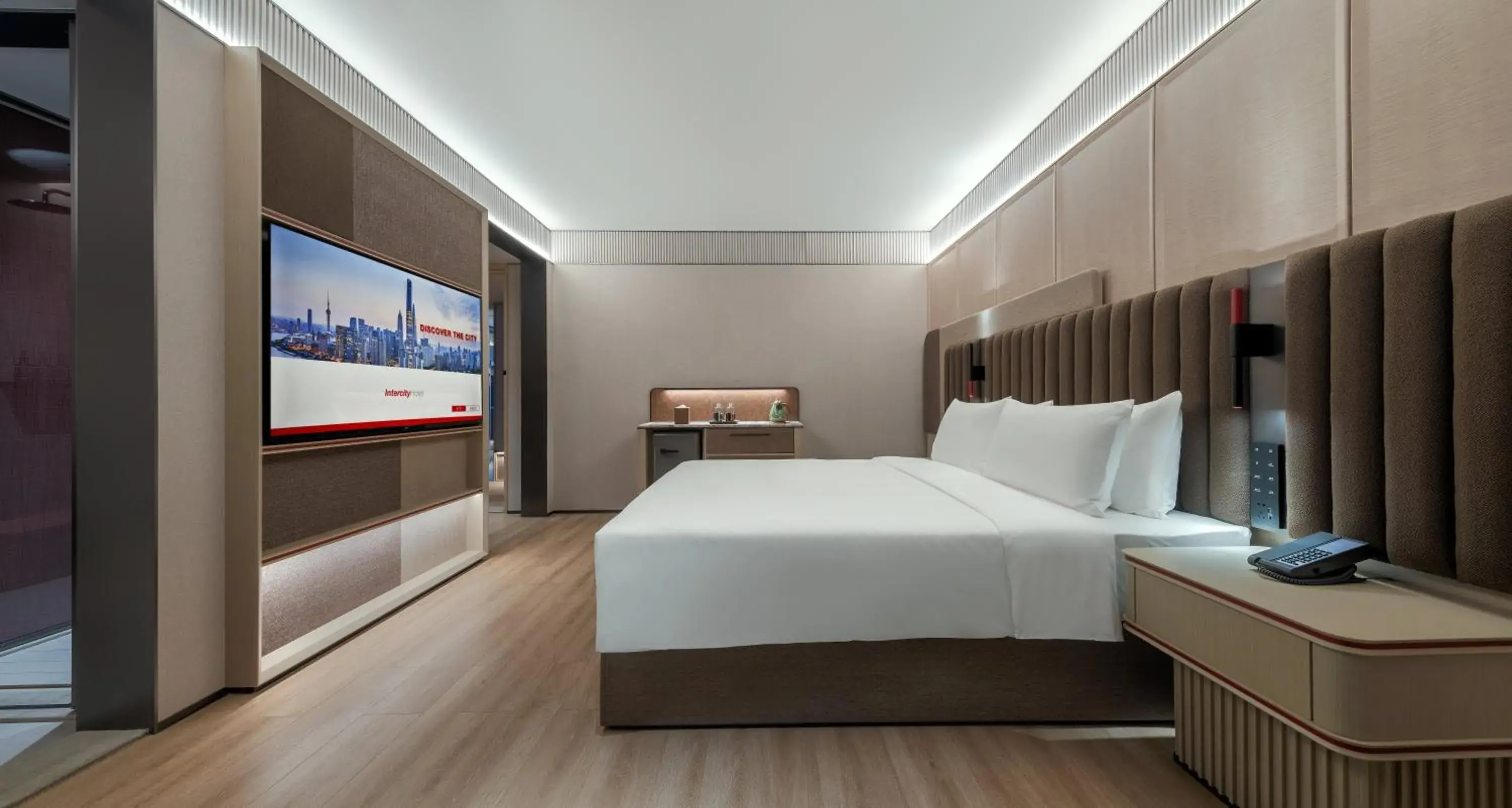 Bedroom, Bed in Intercity Shenzhen Futian Huanggang with Free Mini Bar Bedroom, Bed in Intercity Shenzhen Futian Huanggang with Free Mini Bar