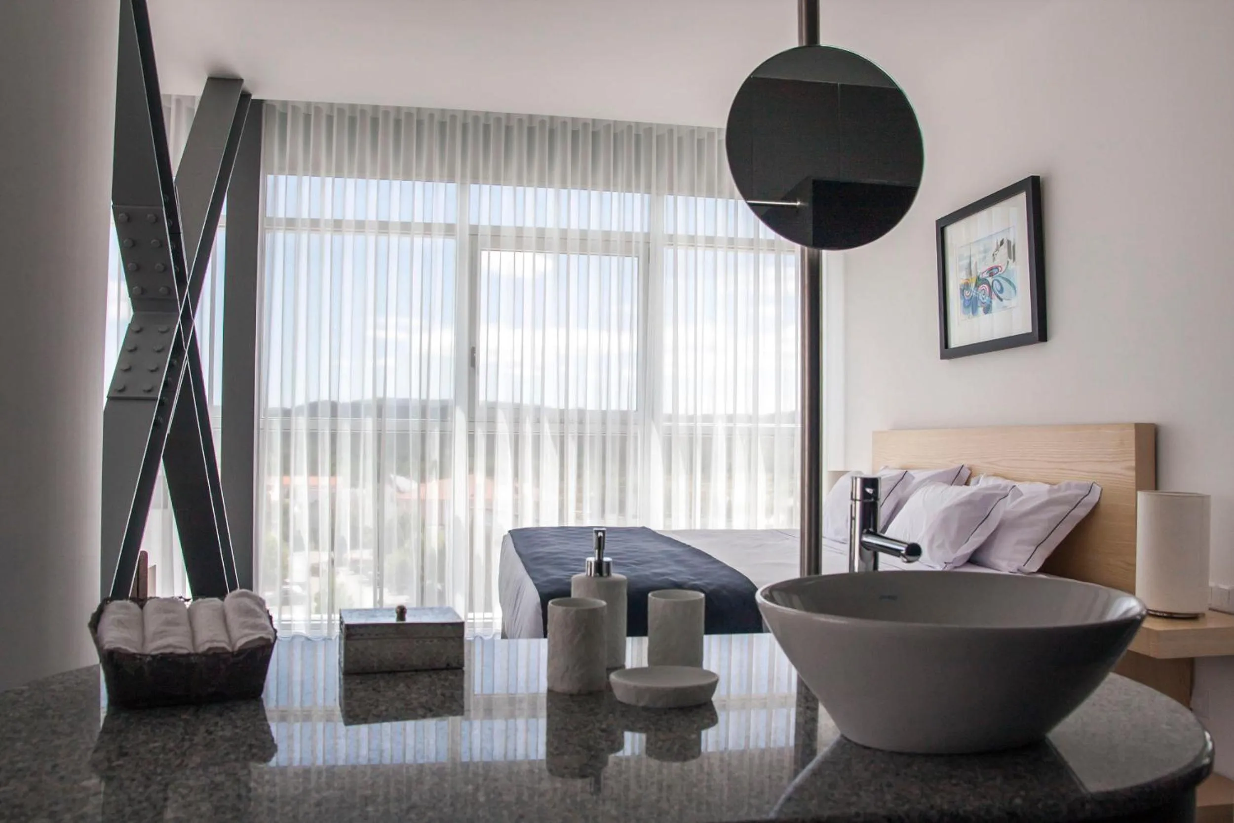 Bathroom, Bed in Boticas Hotel Art & SPA