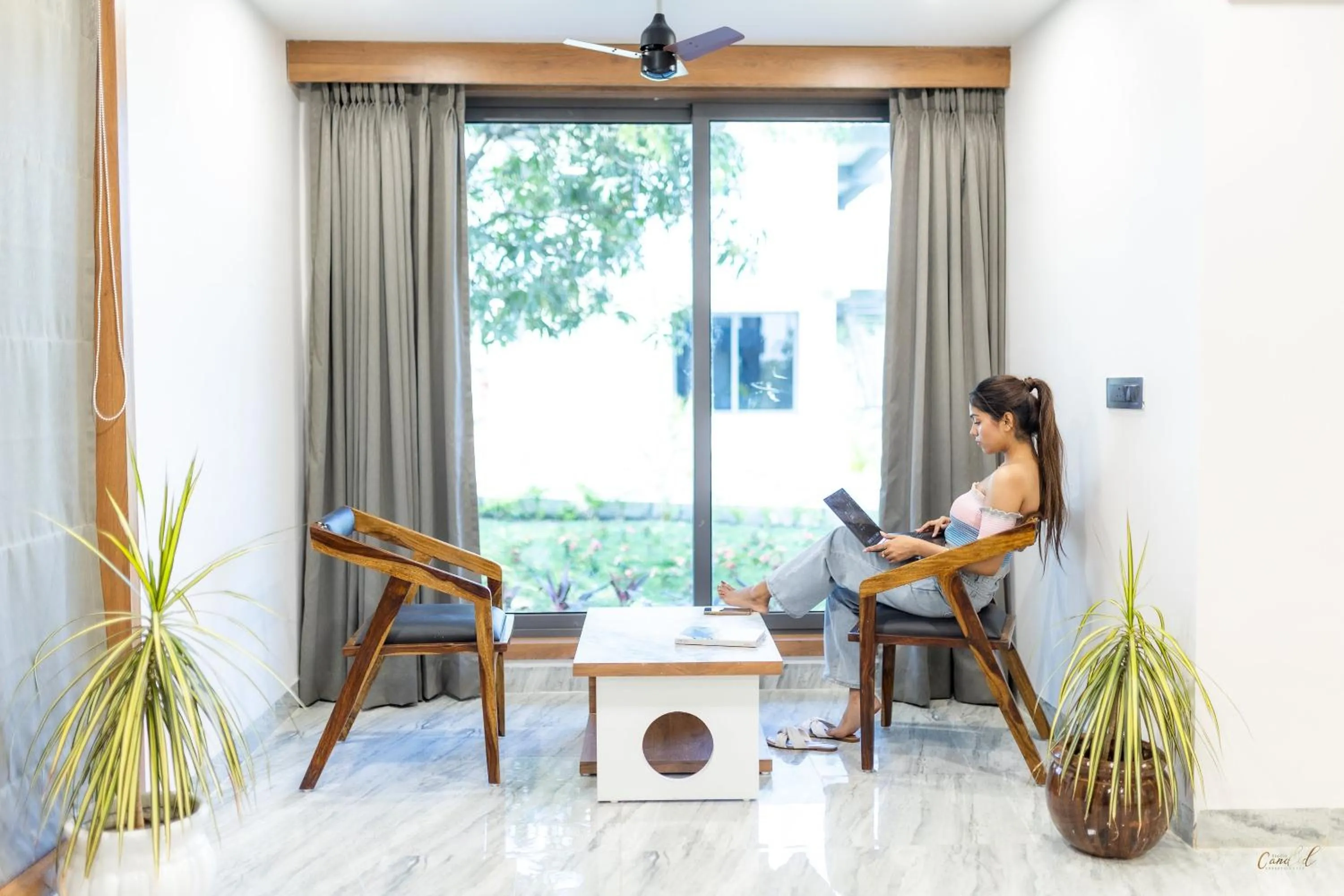 Living room in Daksh Eden Greenz -A Luxury Resort in Sasan Gir