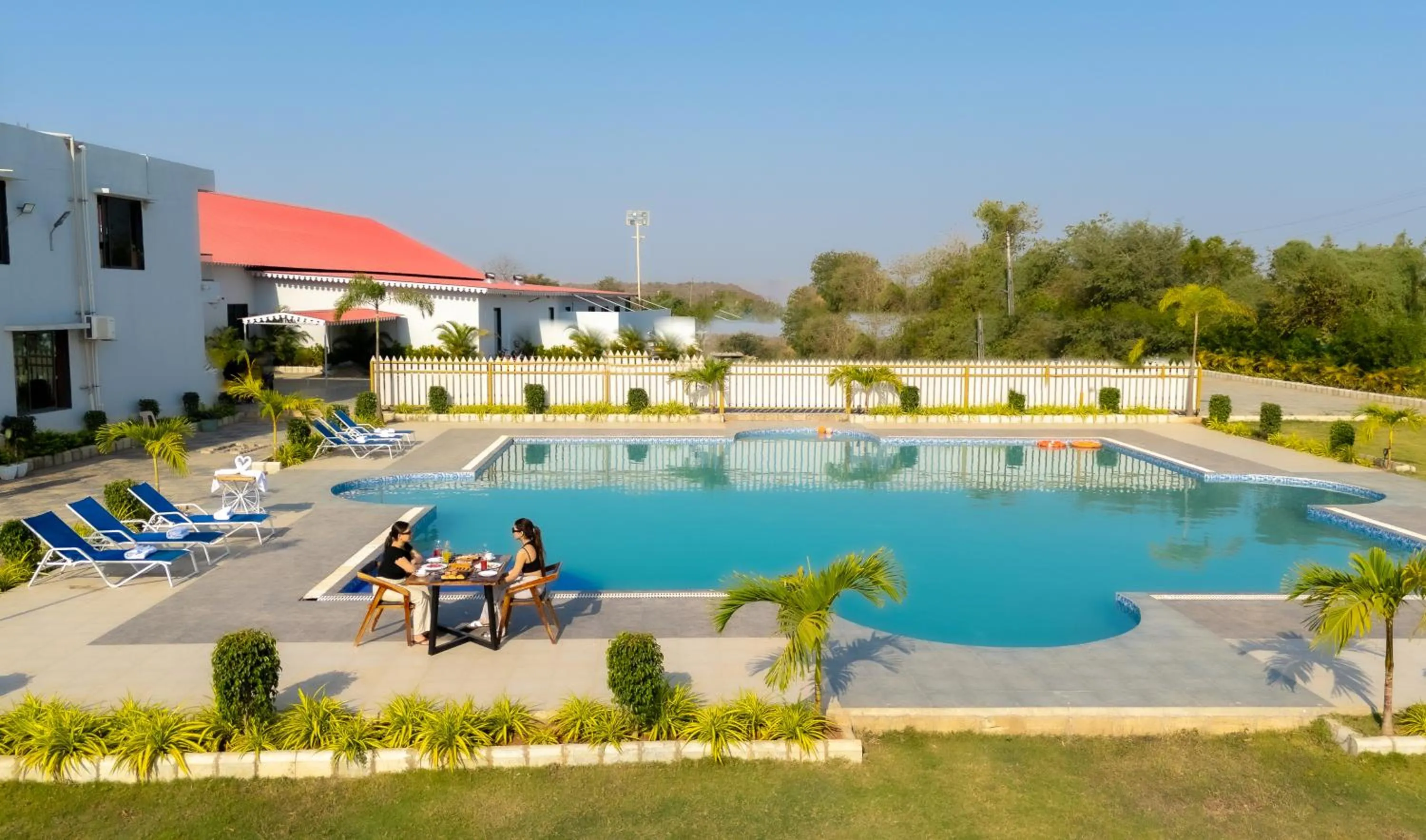 Pool view in Daksh Eden Greenz -A Luxury Resort in Sasan Gir