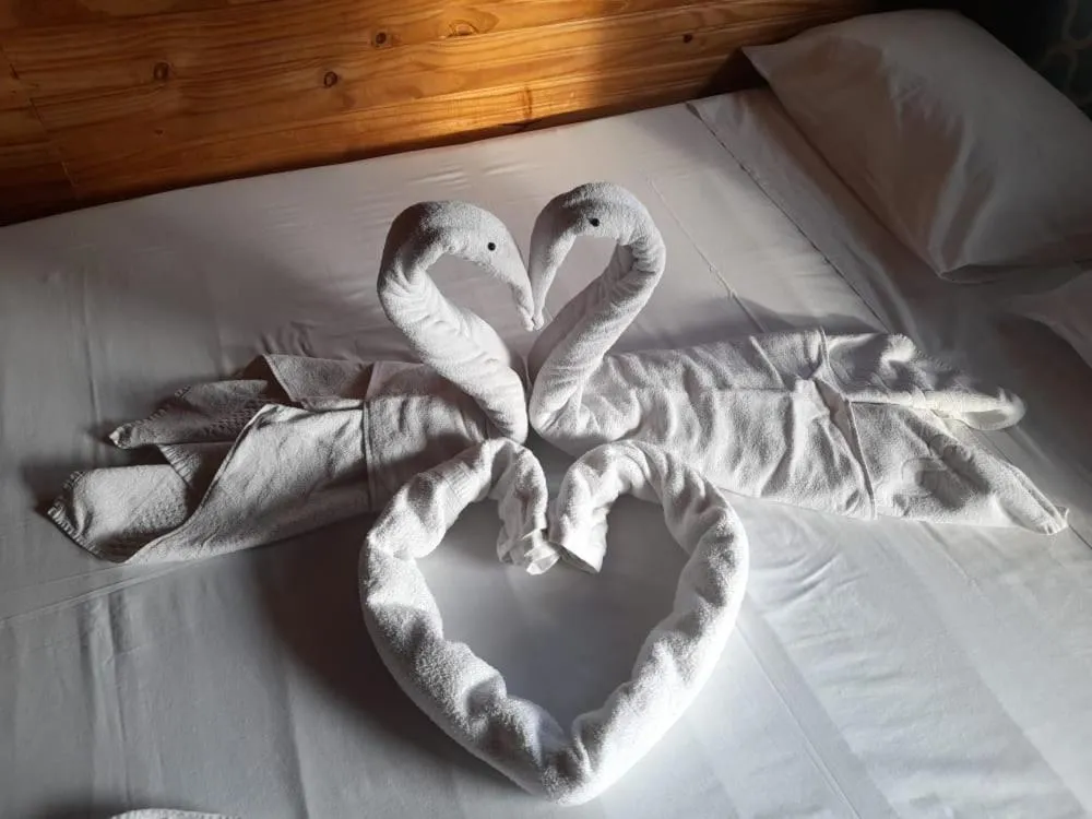 towels, Bed in Pousada Casa de Madeira