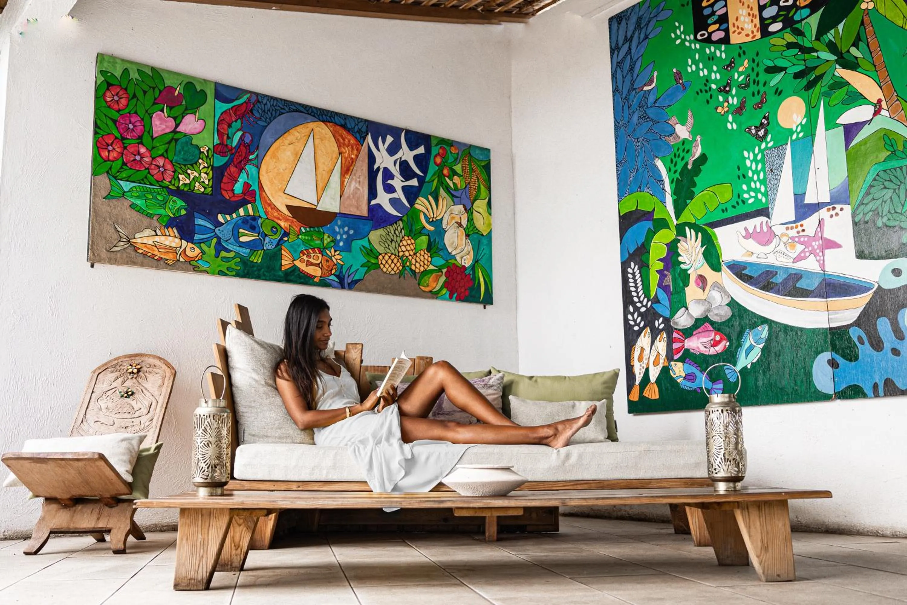 Patio in Cosy Guest House Sous le Badamier