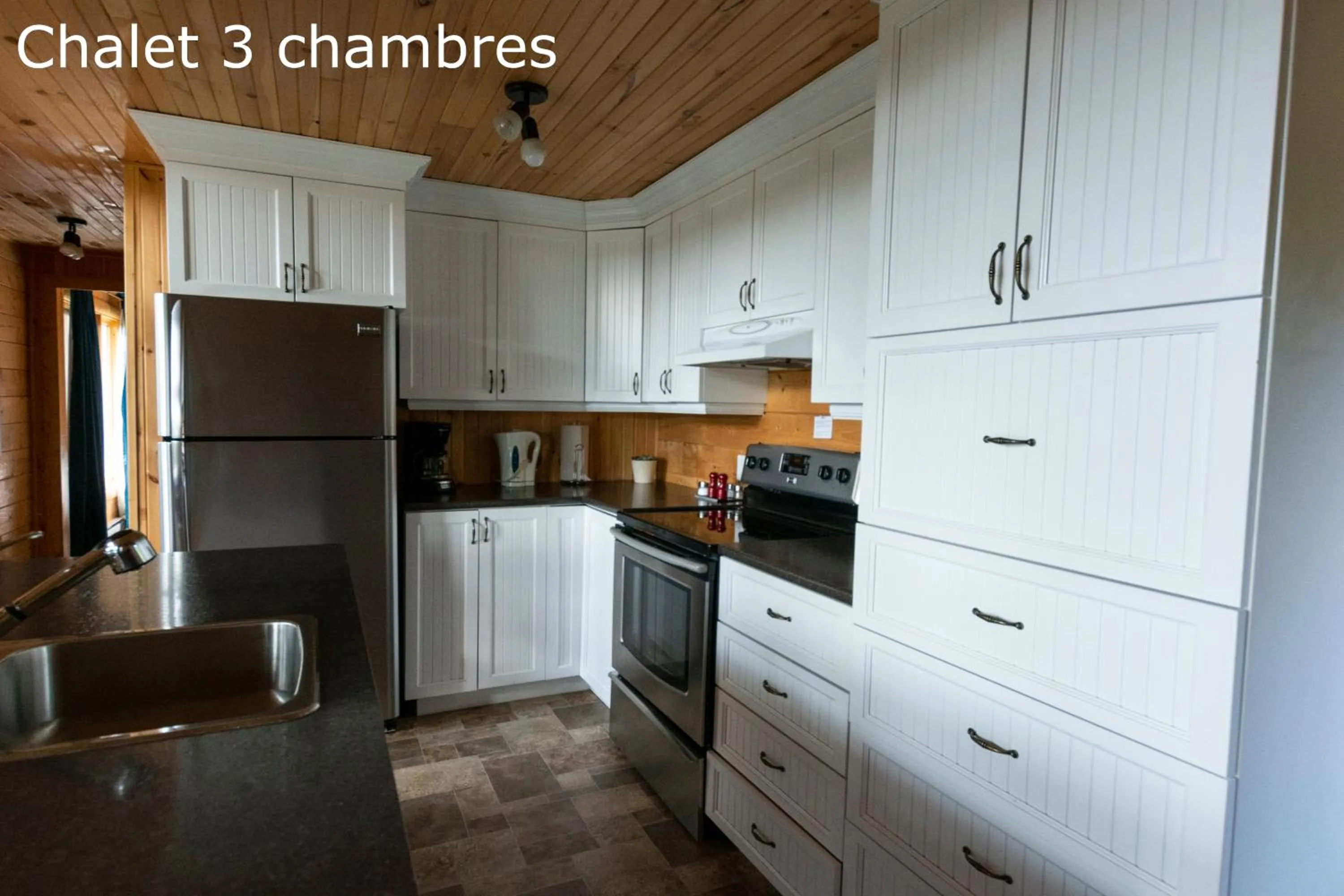 Kitchen or kitchenette in Chalets et Spa Lac Saint-Jean