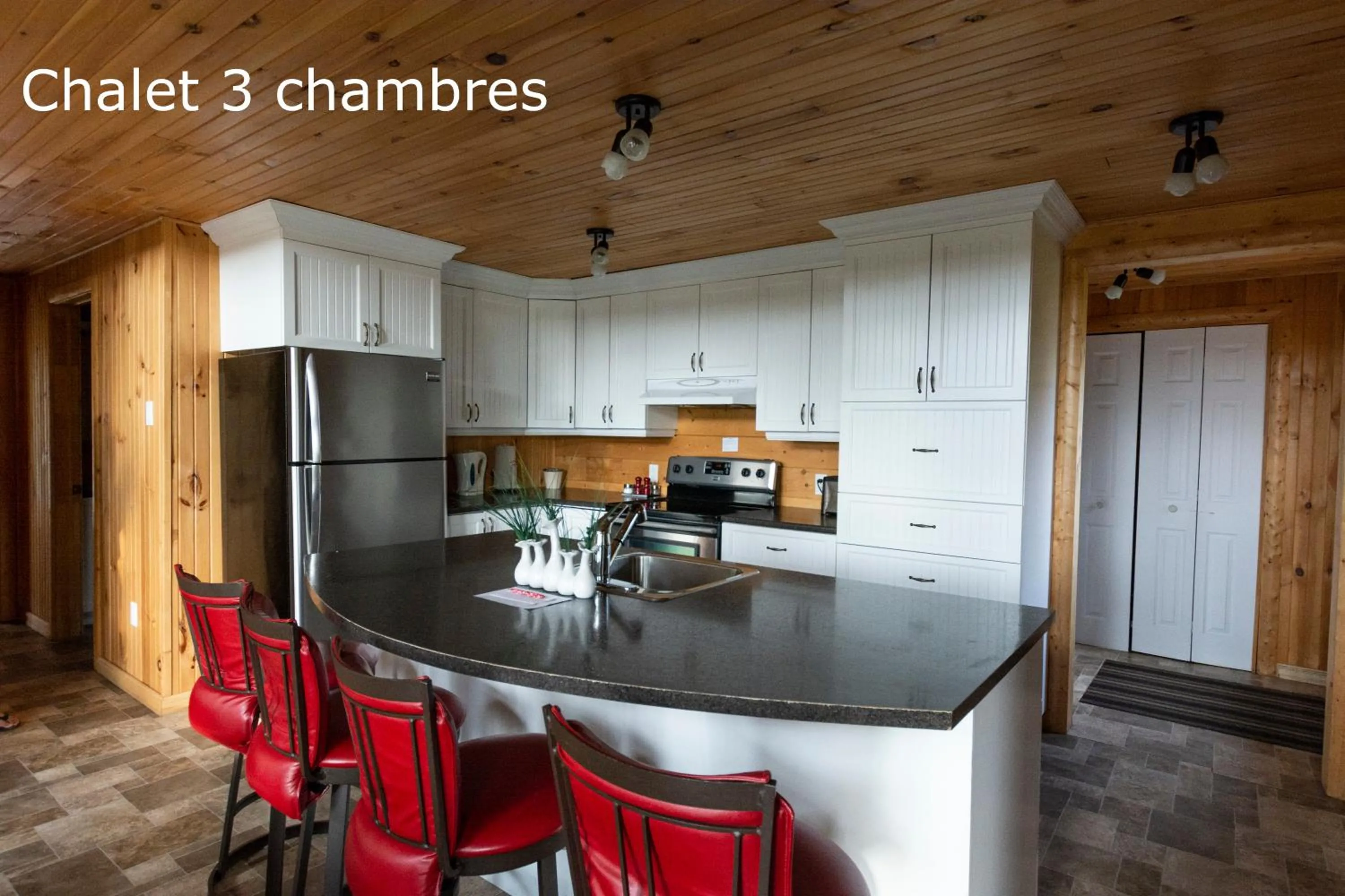 Kitchen or kitchenette in Chalets et Spa Lac Saint-Jean