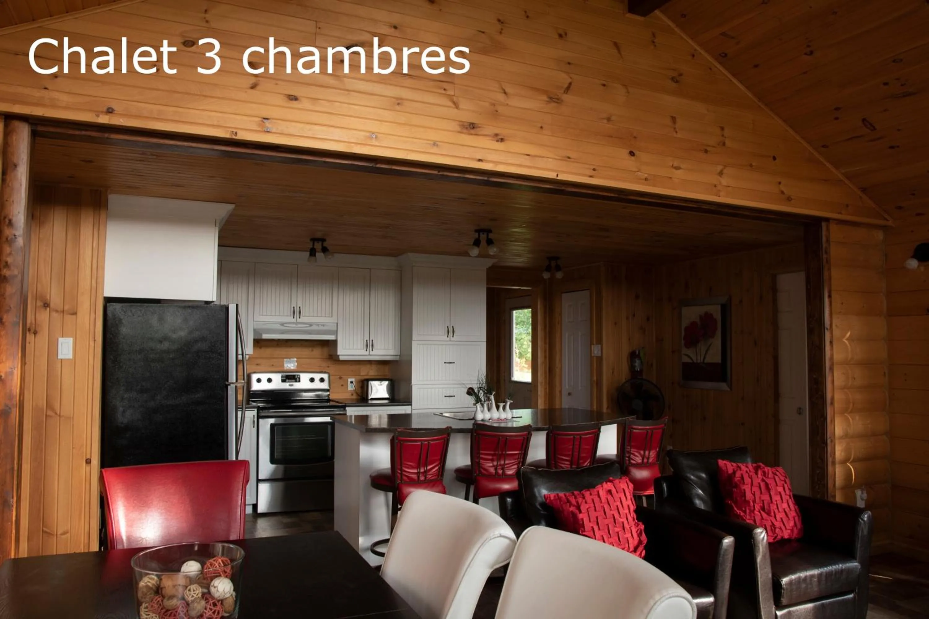 Kitchen or kitchenette in Chalets et Spa Lac Saint-Jean