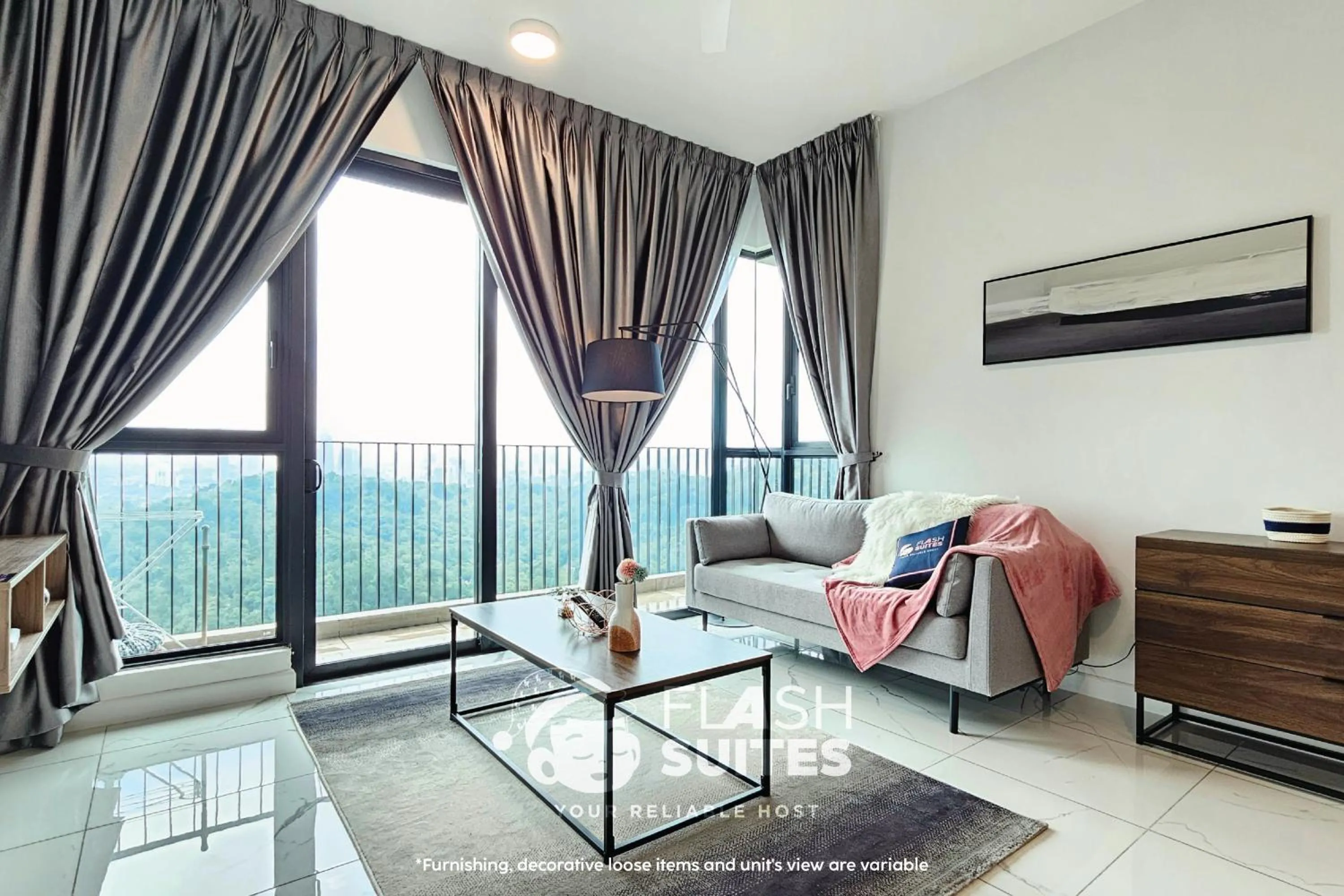 Living room, Bed in Cubic Botanical Premium Suites @ Bangsar South