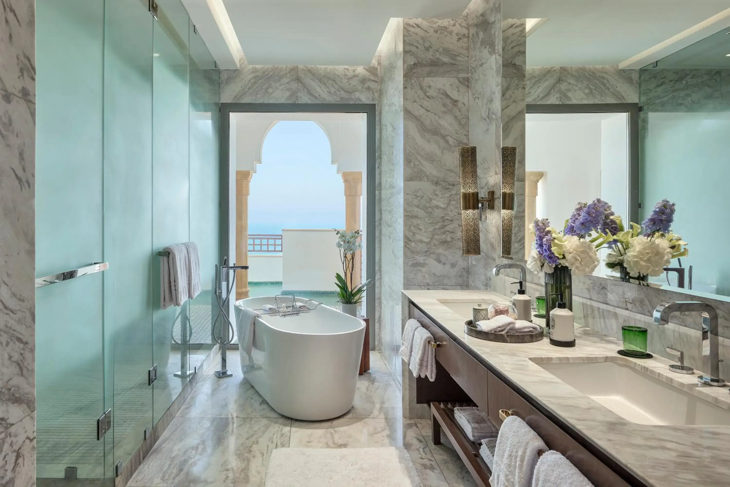 Bathroom in Four Seasons Hotel Rabat at Kasr Al Bahr Bathroom in Four Seasons Hotel Rabat at Kasr Al Bahr