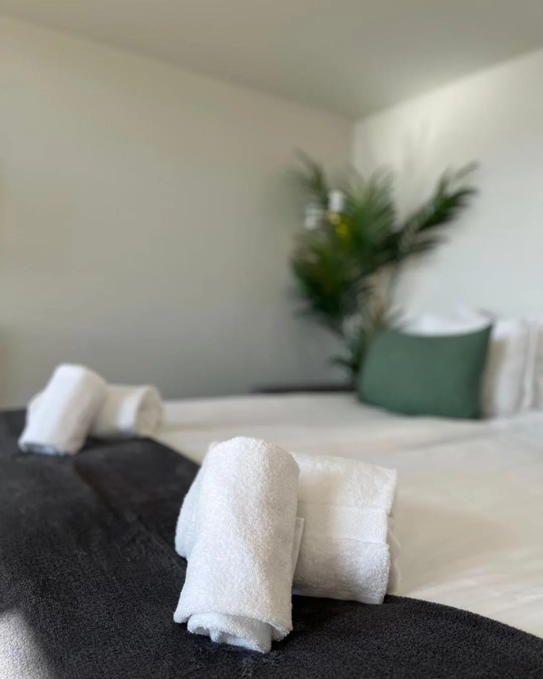 Bed in Waterfront Cabins