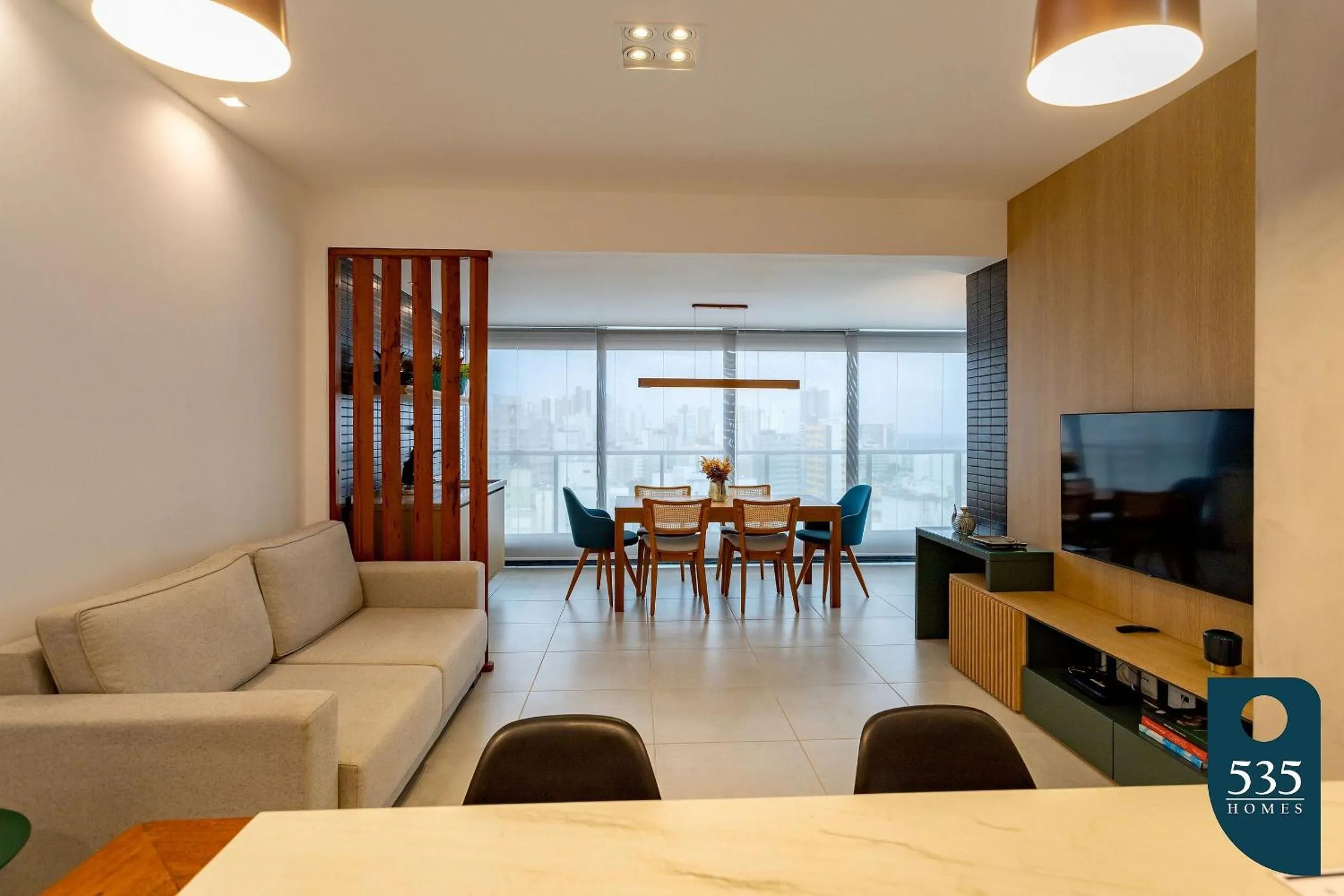 Living room in Lindo e aconchegante com vista panorâmica na Barra