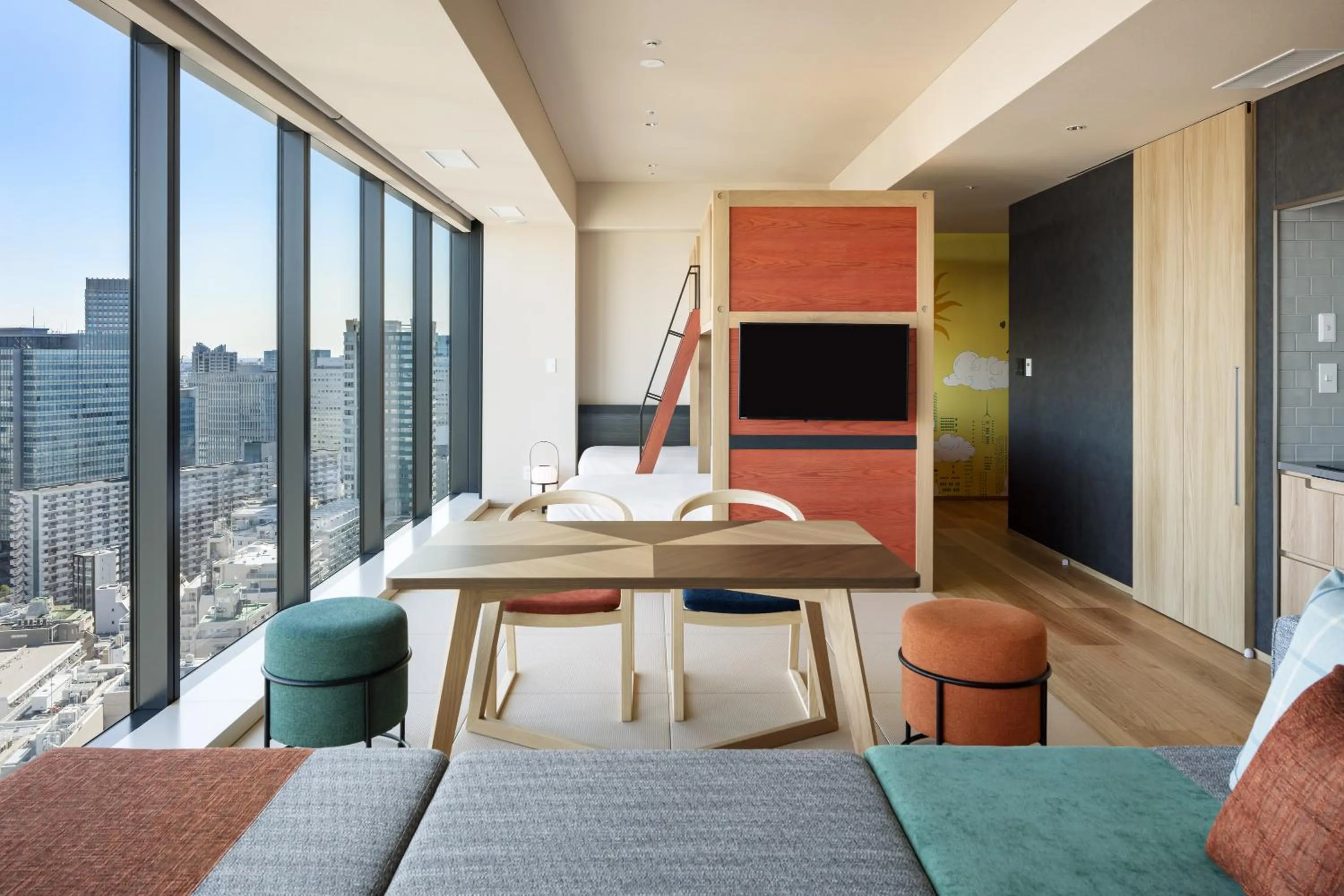 Seating area in OMO5 Tokyo Gotanda by Hoshino Resorts