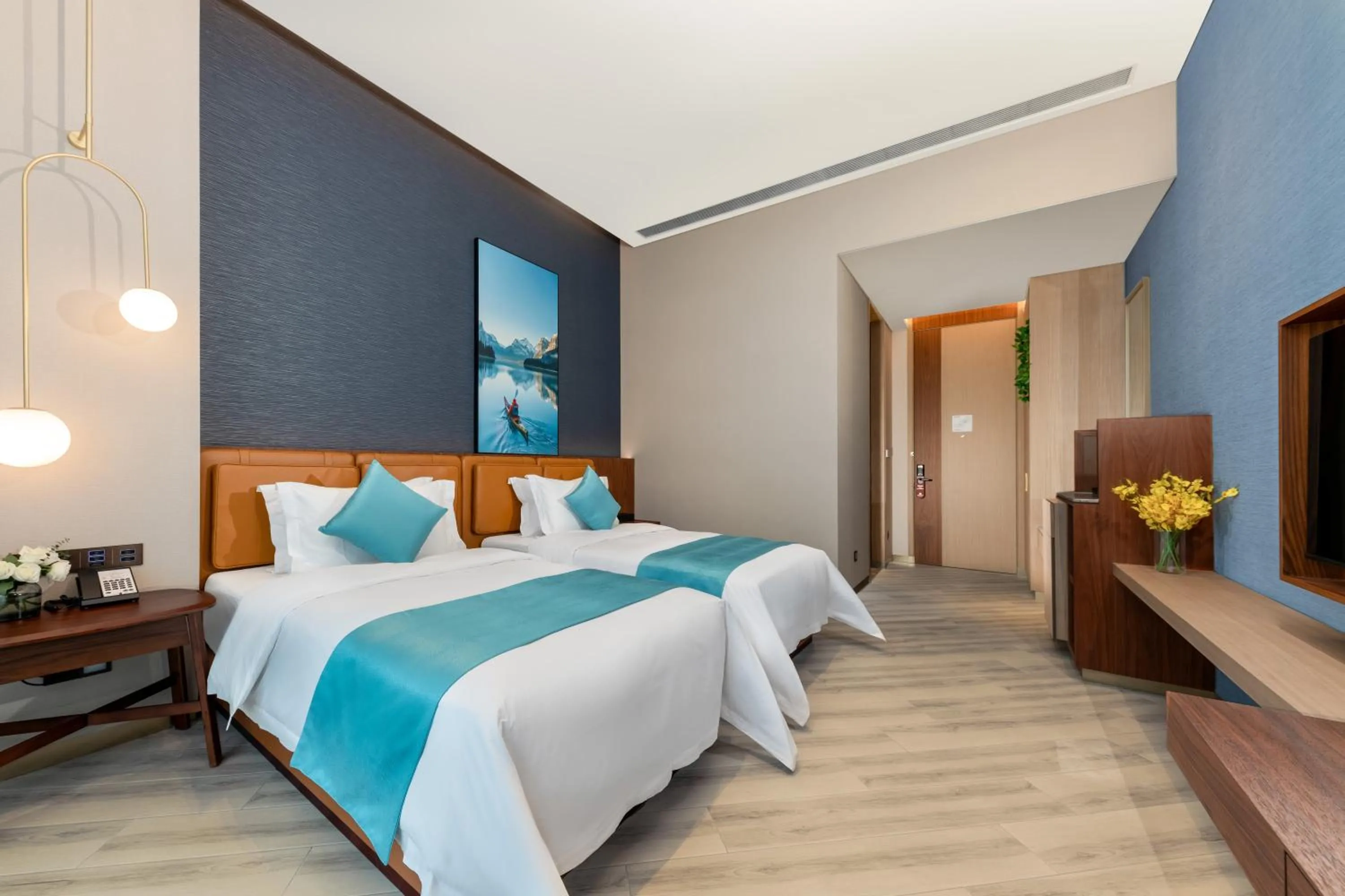 Bed in Shan Zhi Ye Serviced Apartment Hotel - Houjie Wanda Plaza Liaoxia Subway Station