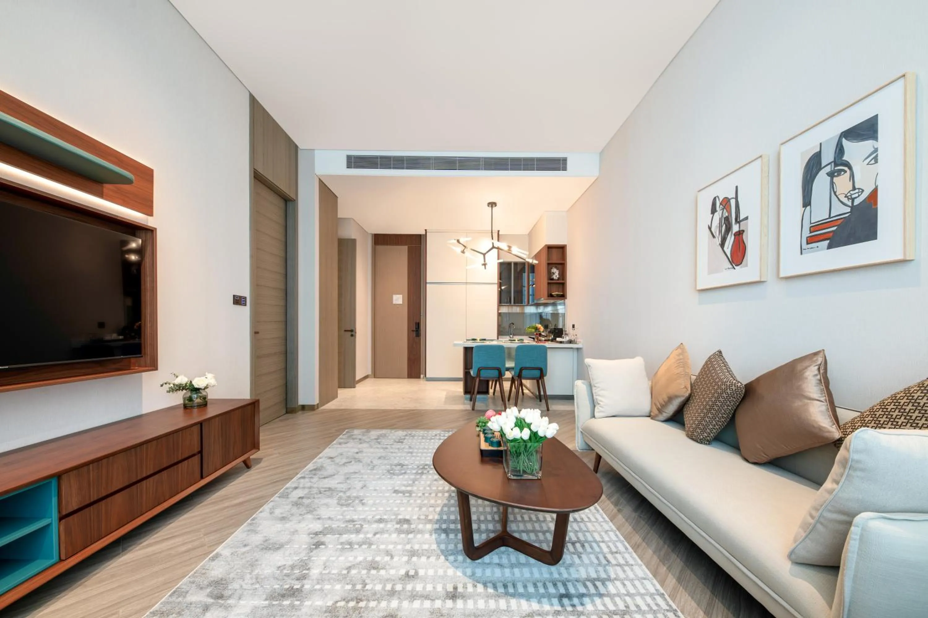 Living room in Shan Zhi Ye Serviced Apartment Hotel - Houjie Wanda Plaza Liaoxia Subway Station