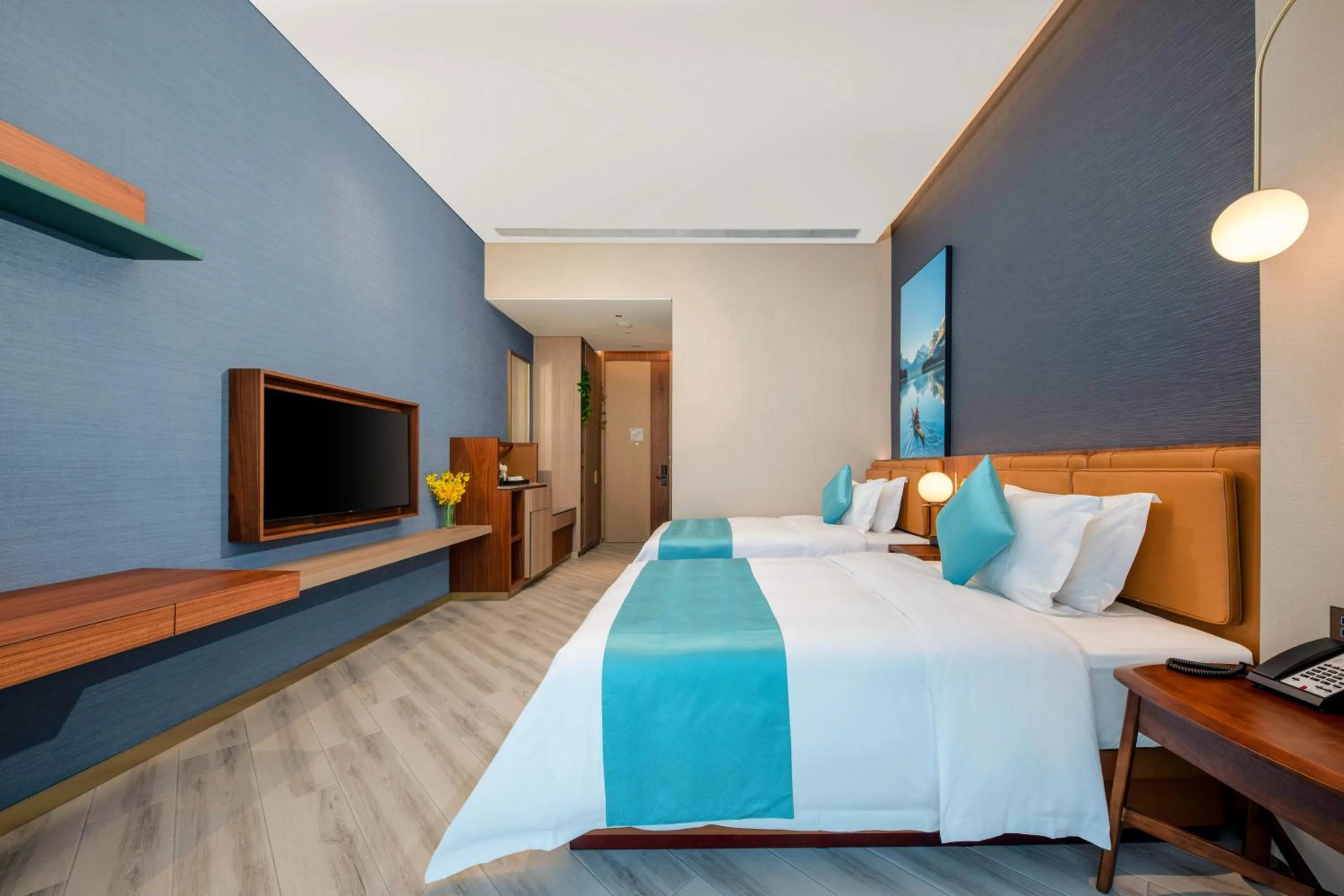 Bed in Shan Zhi Ye Serviced Apartment Hotel - Houjie Wanda Plaza Liaoxia Subway Station