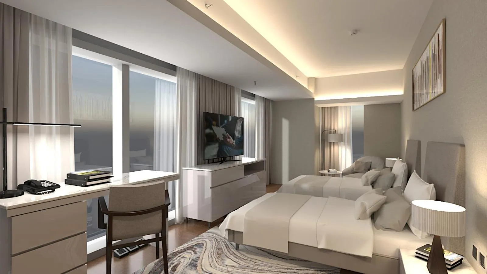 Bedroom, Bed in Oakwood Makati Avenue