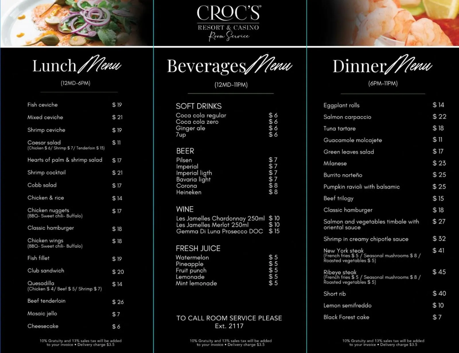 room service in Crocs Resort & Casino