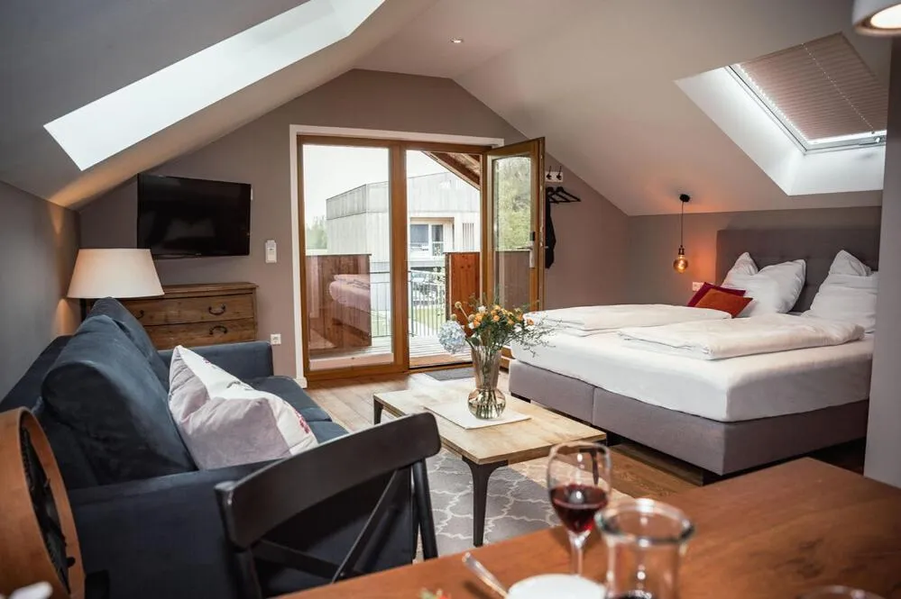 Photo of the whole room, Bed in Allgäuer Genusshotel und Historischer Dorfgasthof Hirsch