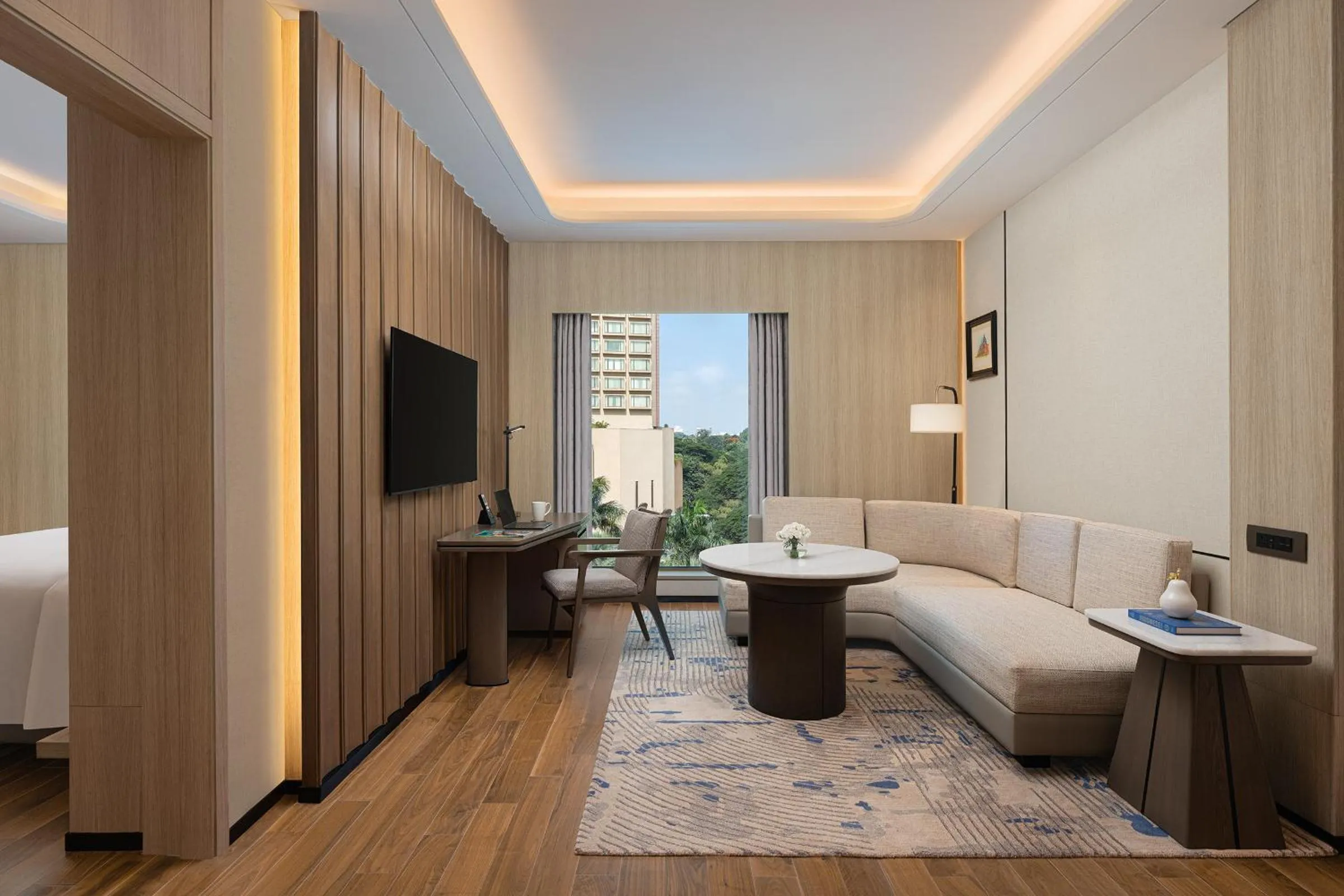 Living room, Bed in Marriott Executive Apartments Bengaluru UB City