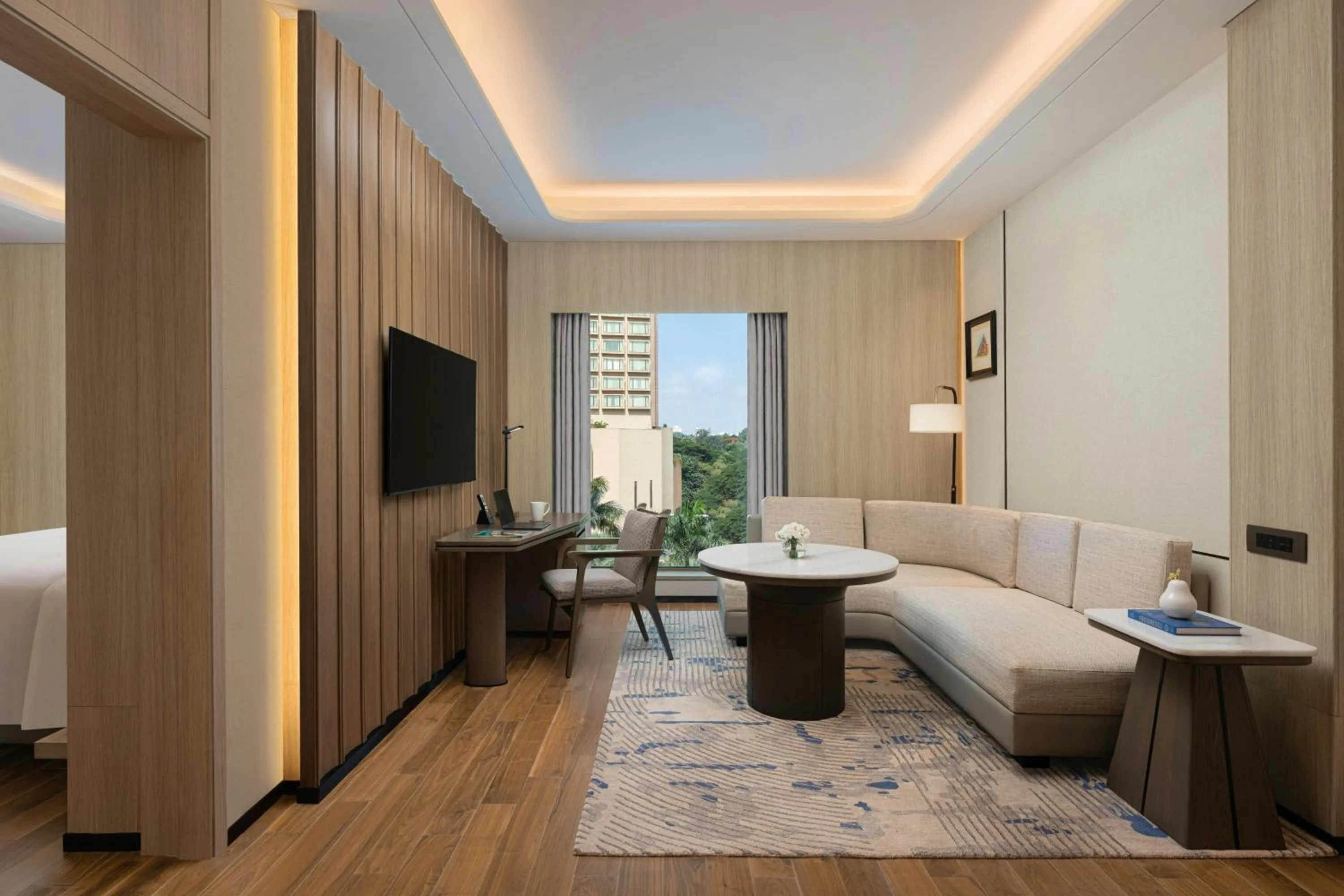 Living room, Bed in Marriott Executive Apartments Bengaluru UB City