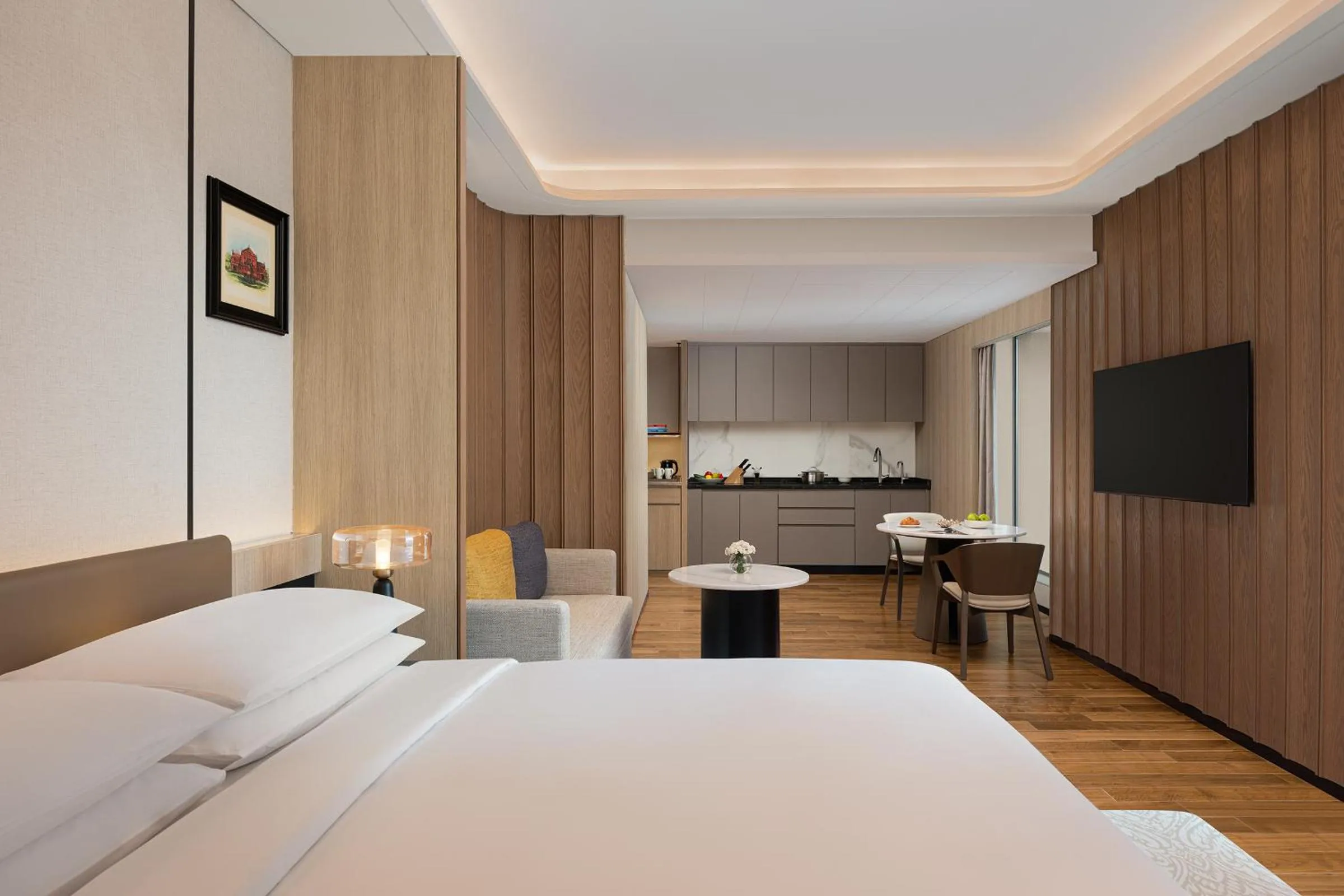 Living room, Bed in Marriott Executive Apartments Bengaluru UB City