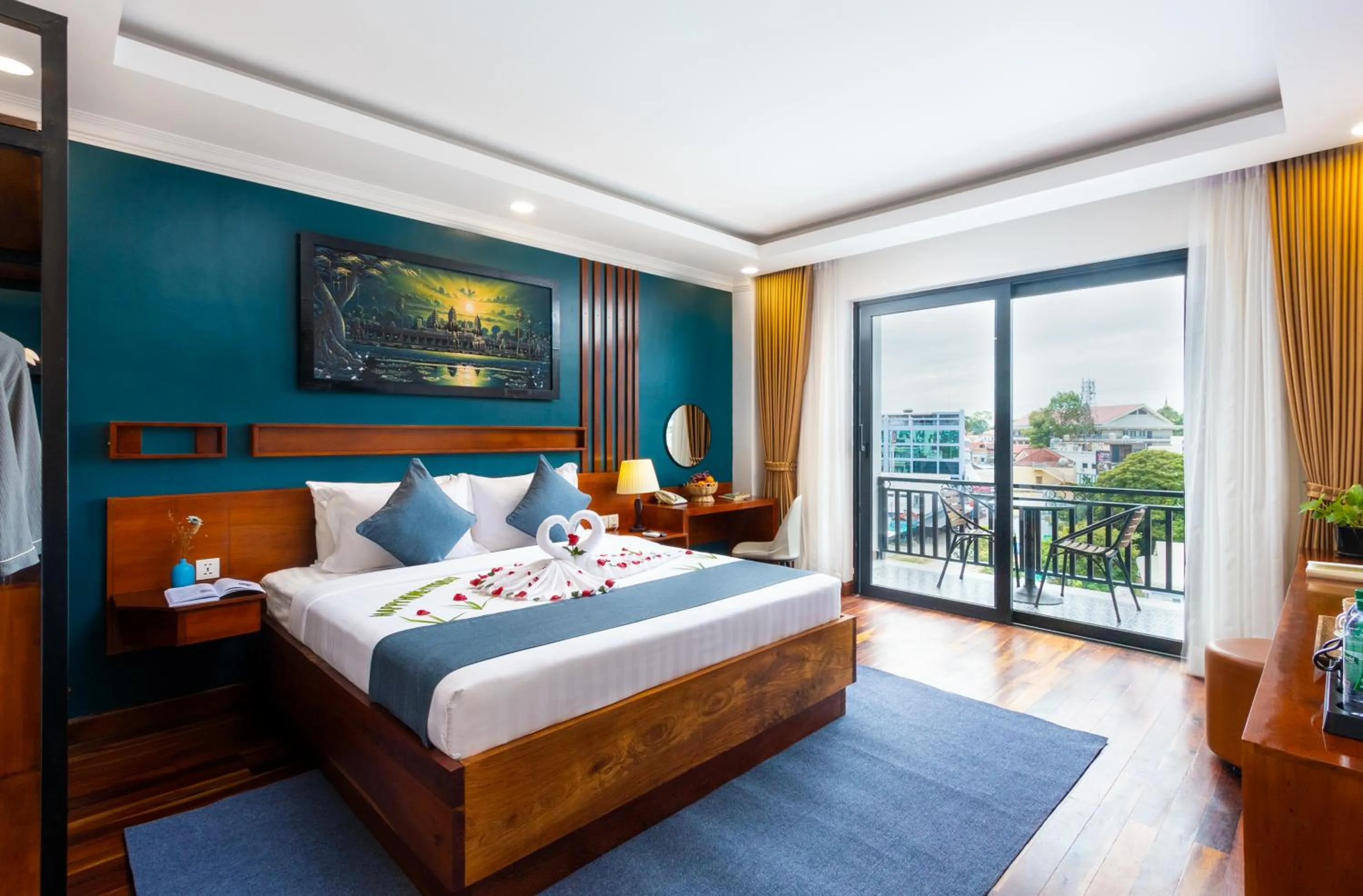 View (from property/room), Bed in Le Vert Angkor Hotel