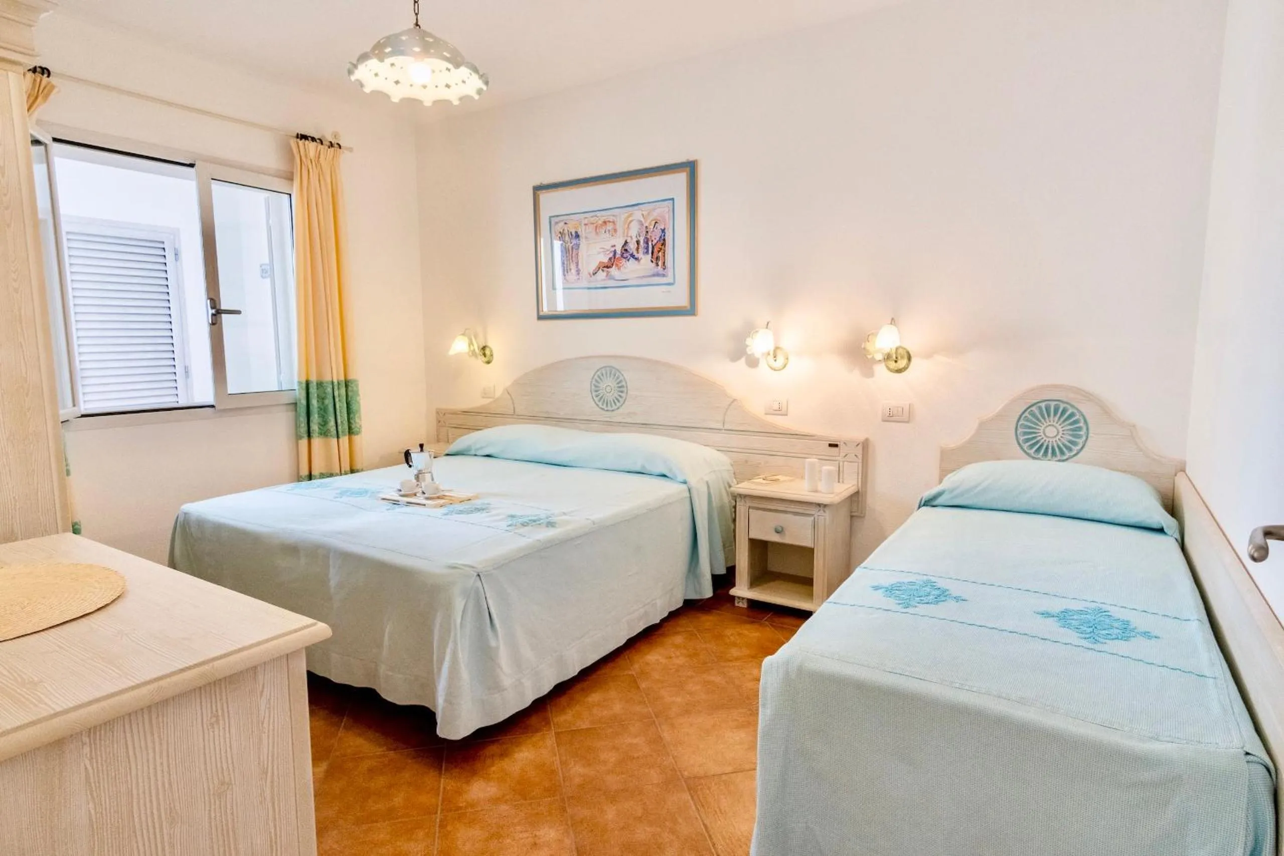 Bedroom, Bed in Apartments with air conditioning in Orosei