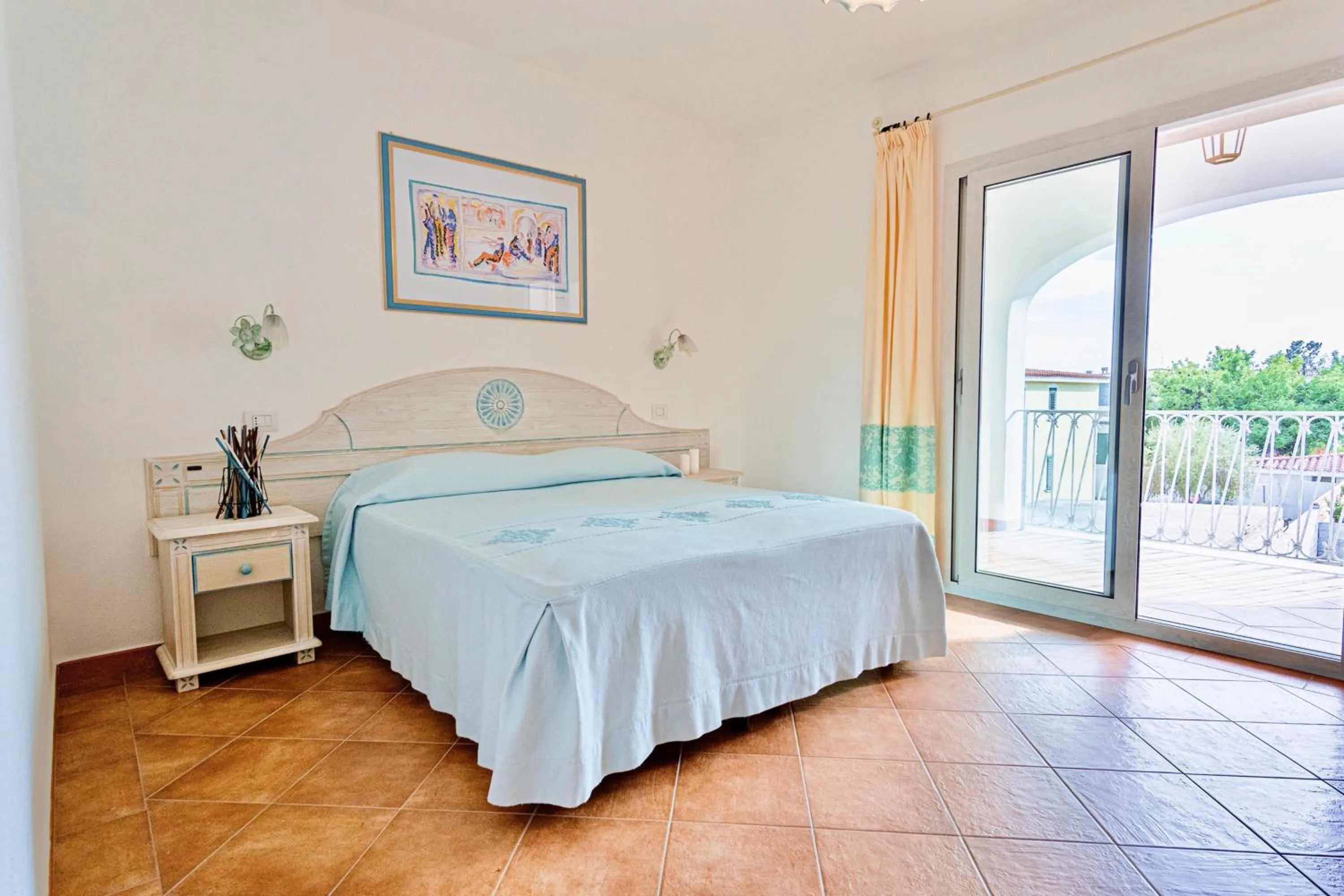 Bedroom, Bed in Apartments with air conditioning in Orosei