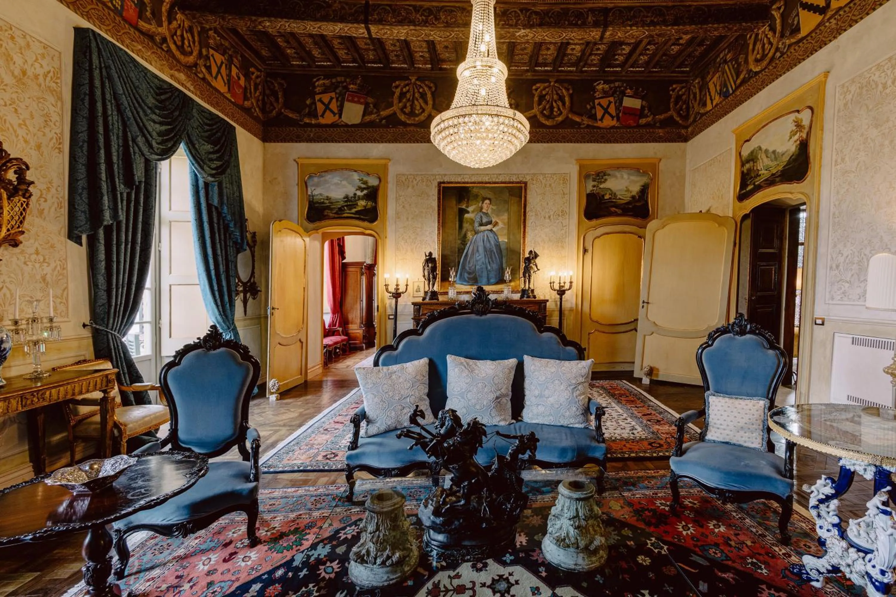 Seating area in Castello di Casalborgone, Luxury Italian Castle Hotel