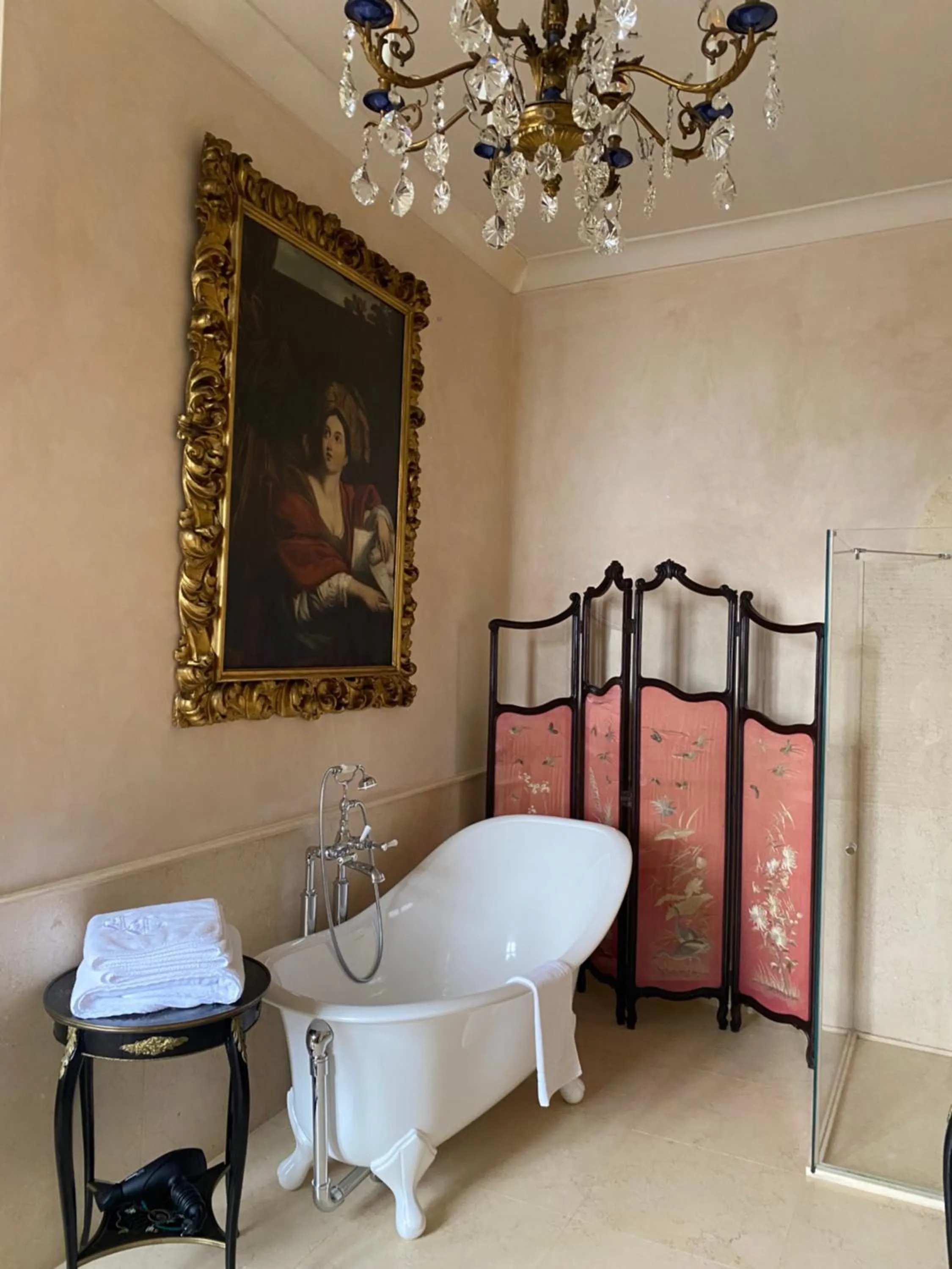 Bath, Bed in Castello di Casalborgone, Luxury Italian Castle Hotel