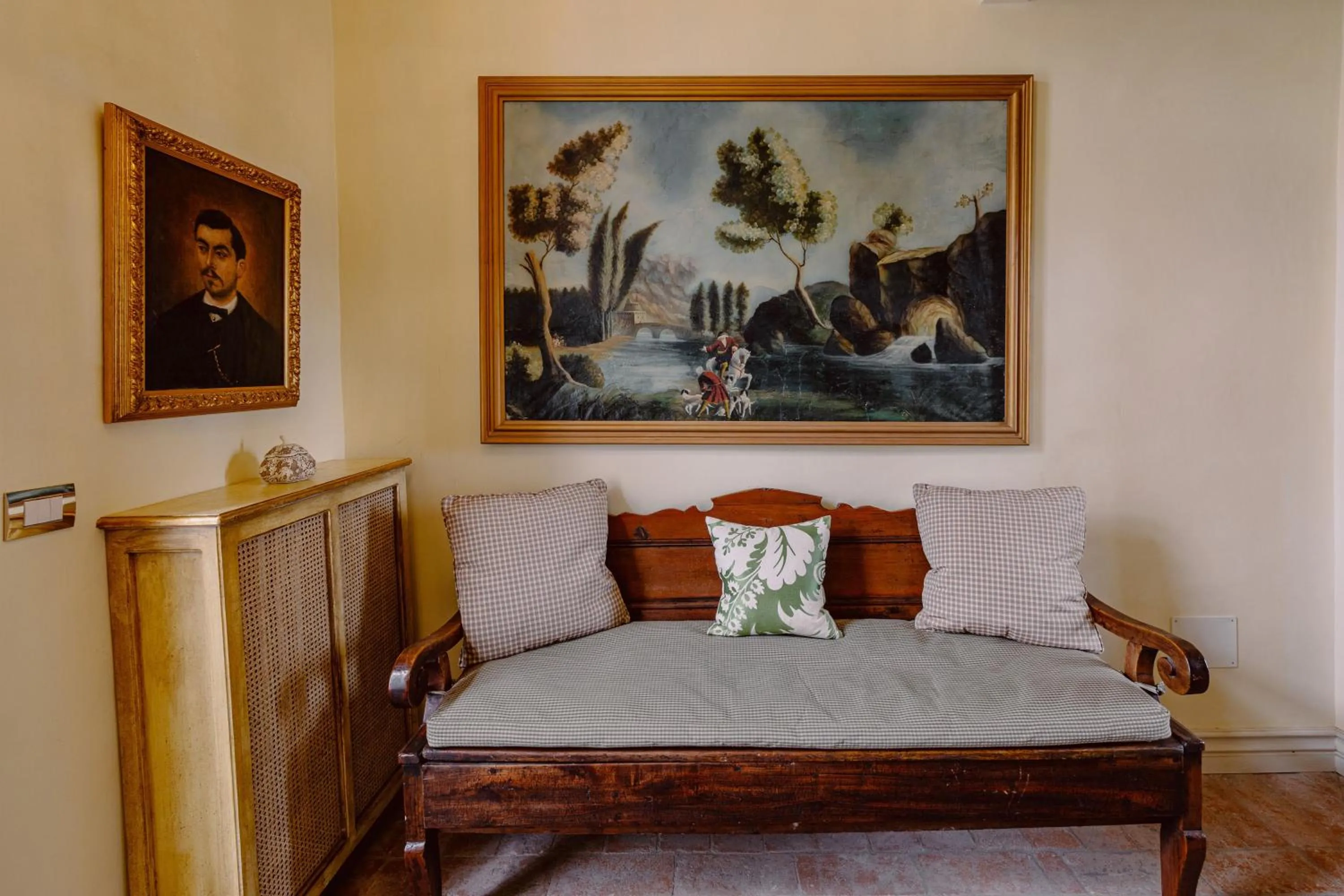 Seating area, Bed in Castello di Casalborgone, Luxury Italian Castle Hotel