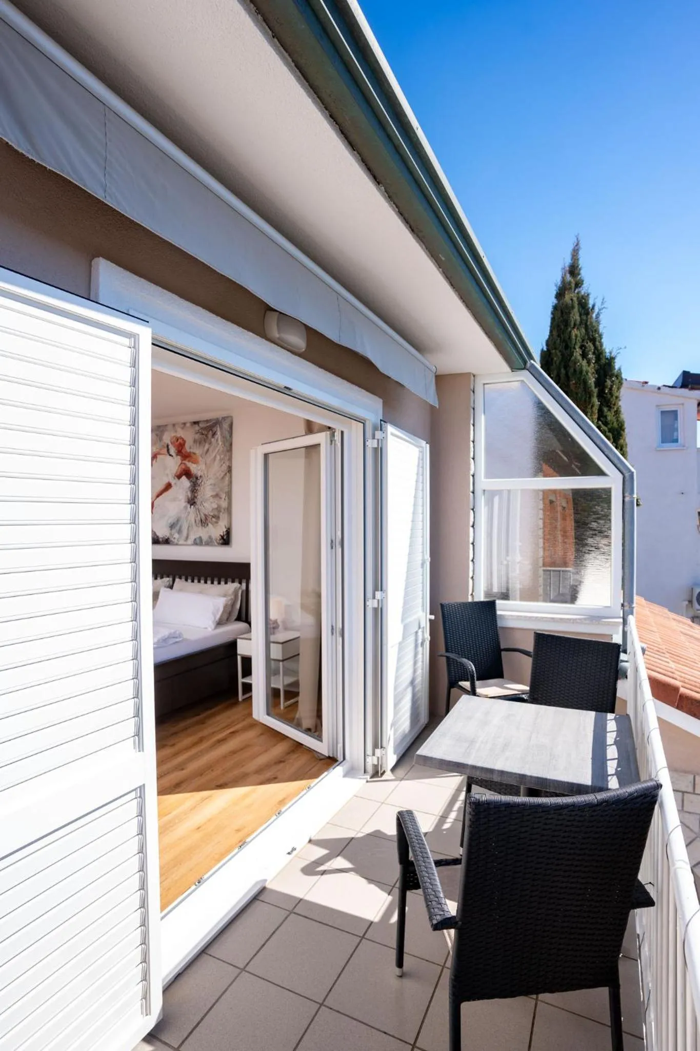 Balcony/Terrace, Bed in Apartments Casa Barbara