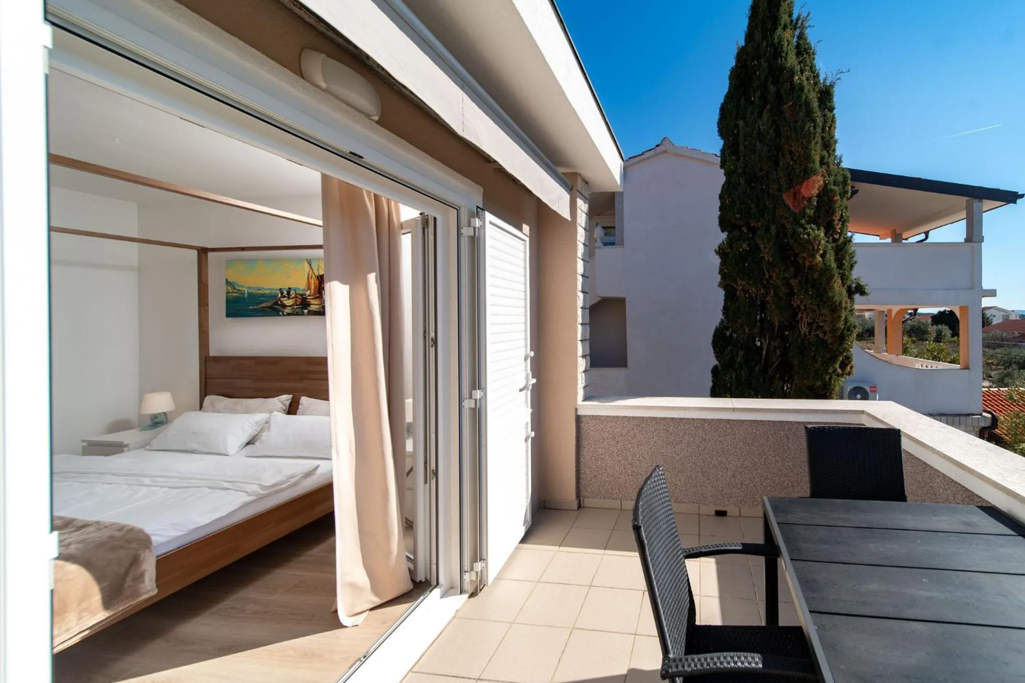 Balcony/Terrace, Bed in Apartments Casa Barbara