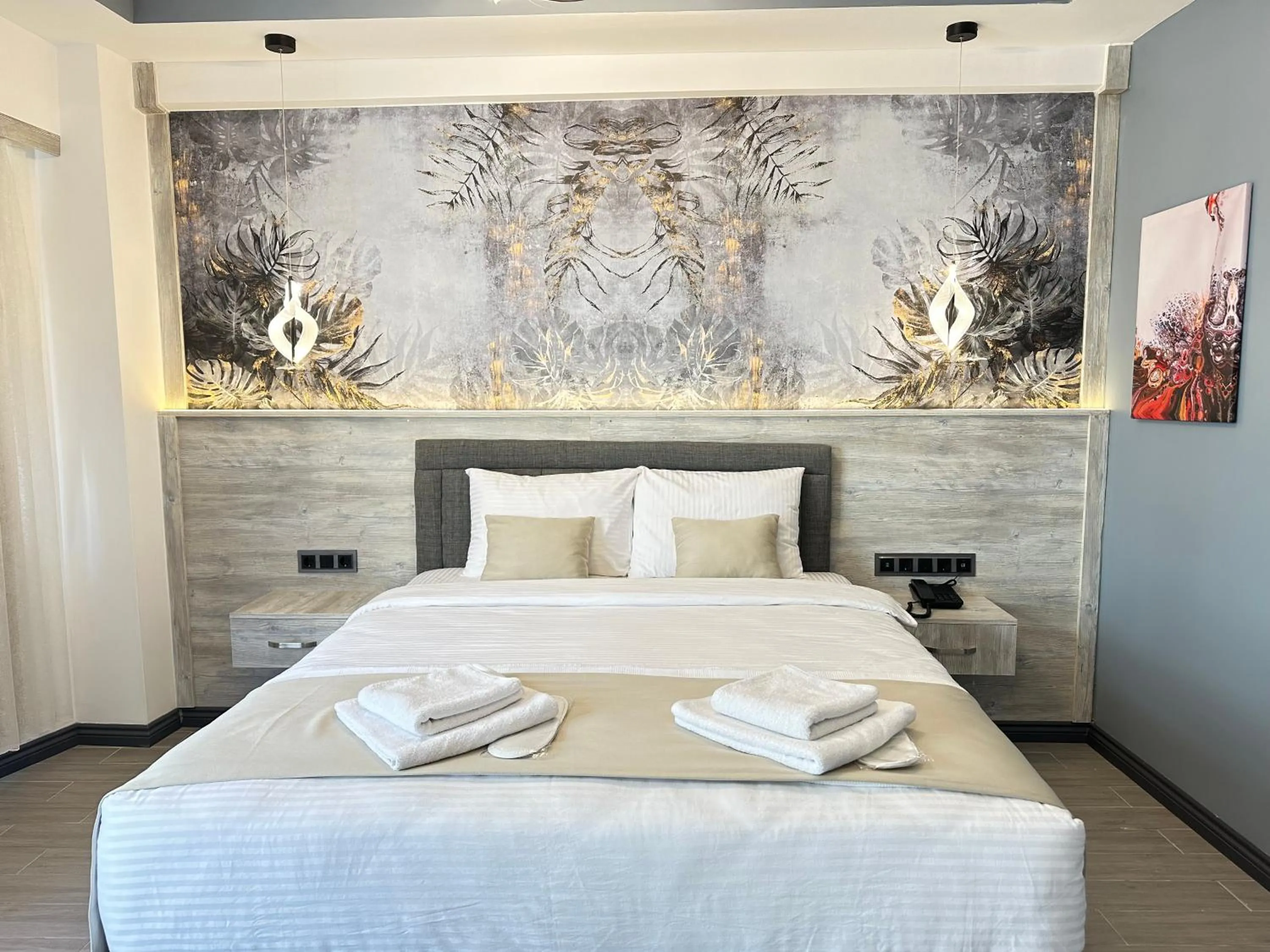 Decorative detail, Bed in Blue Moonrise Hotel