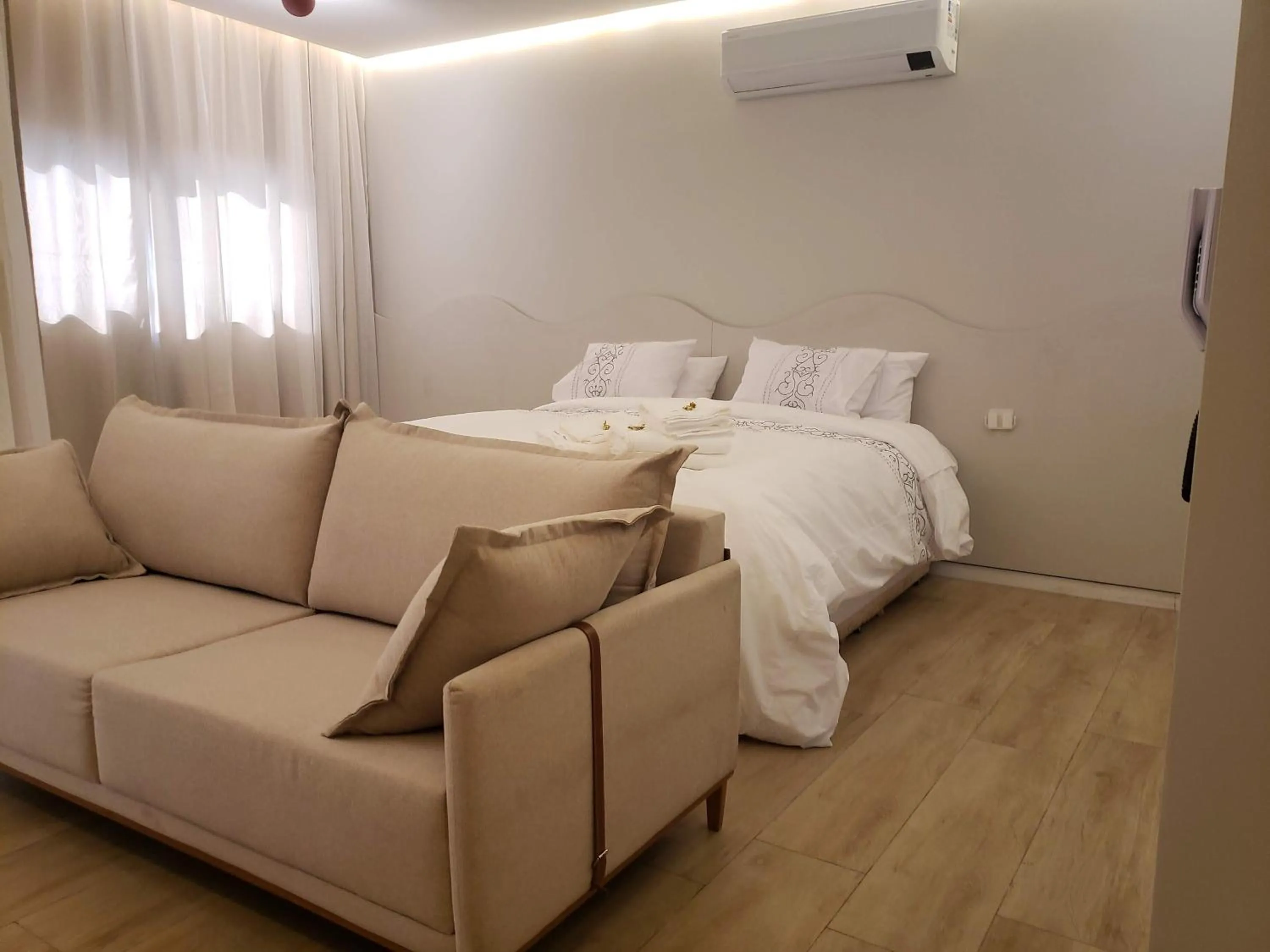 Bed in Apart-hotel Theotókos Flats