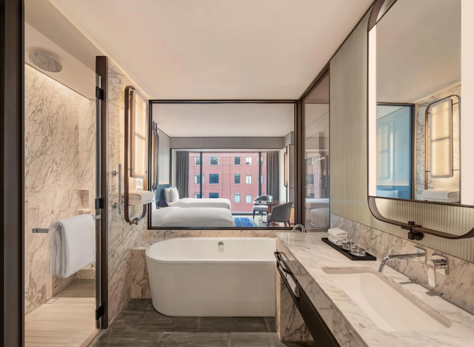 Bathroom, Bed in Hilton Saigon