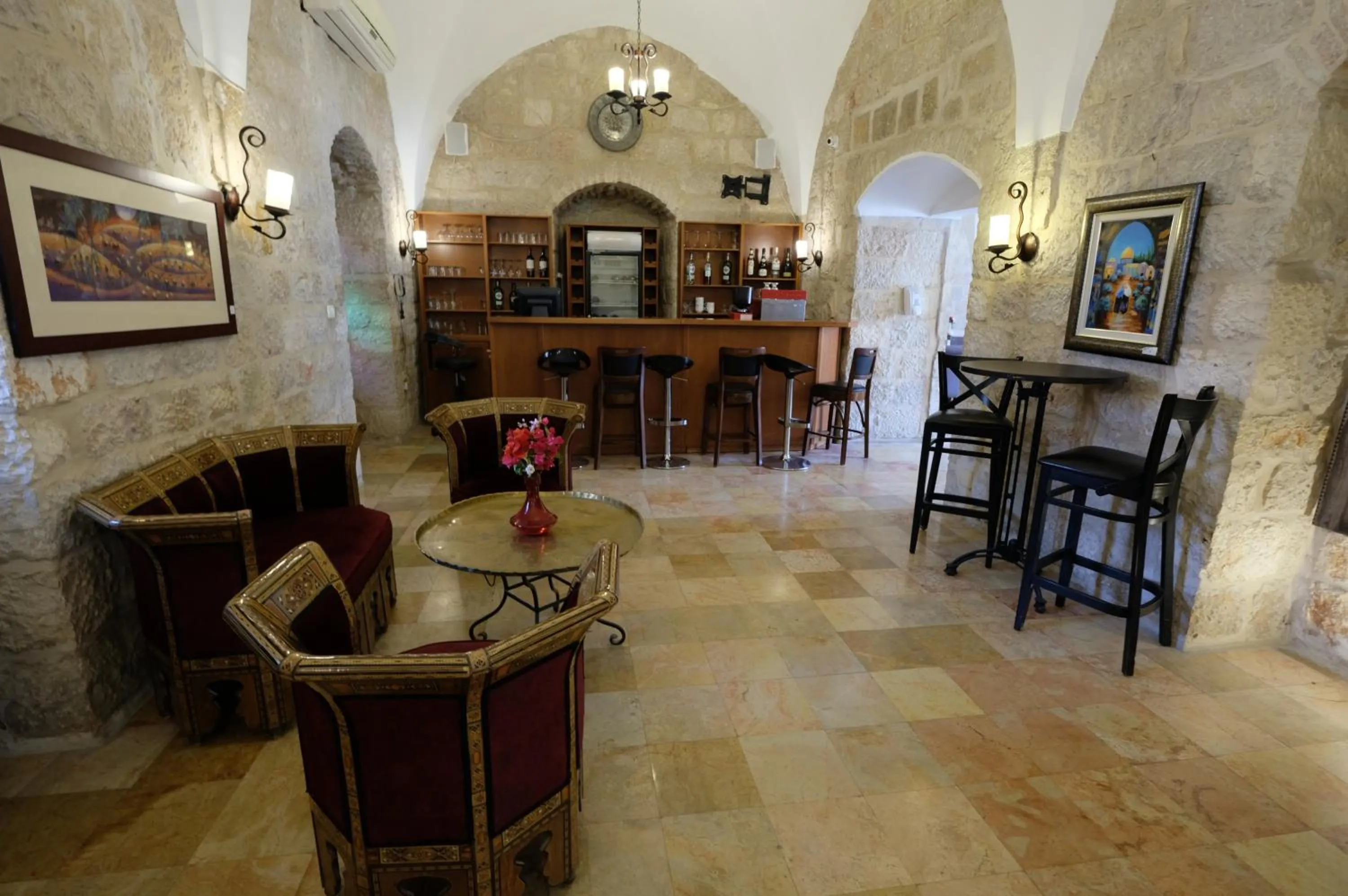Seating area in St. George’s Cathedral Pilgrim Guesthouse – Jerusalem