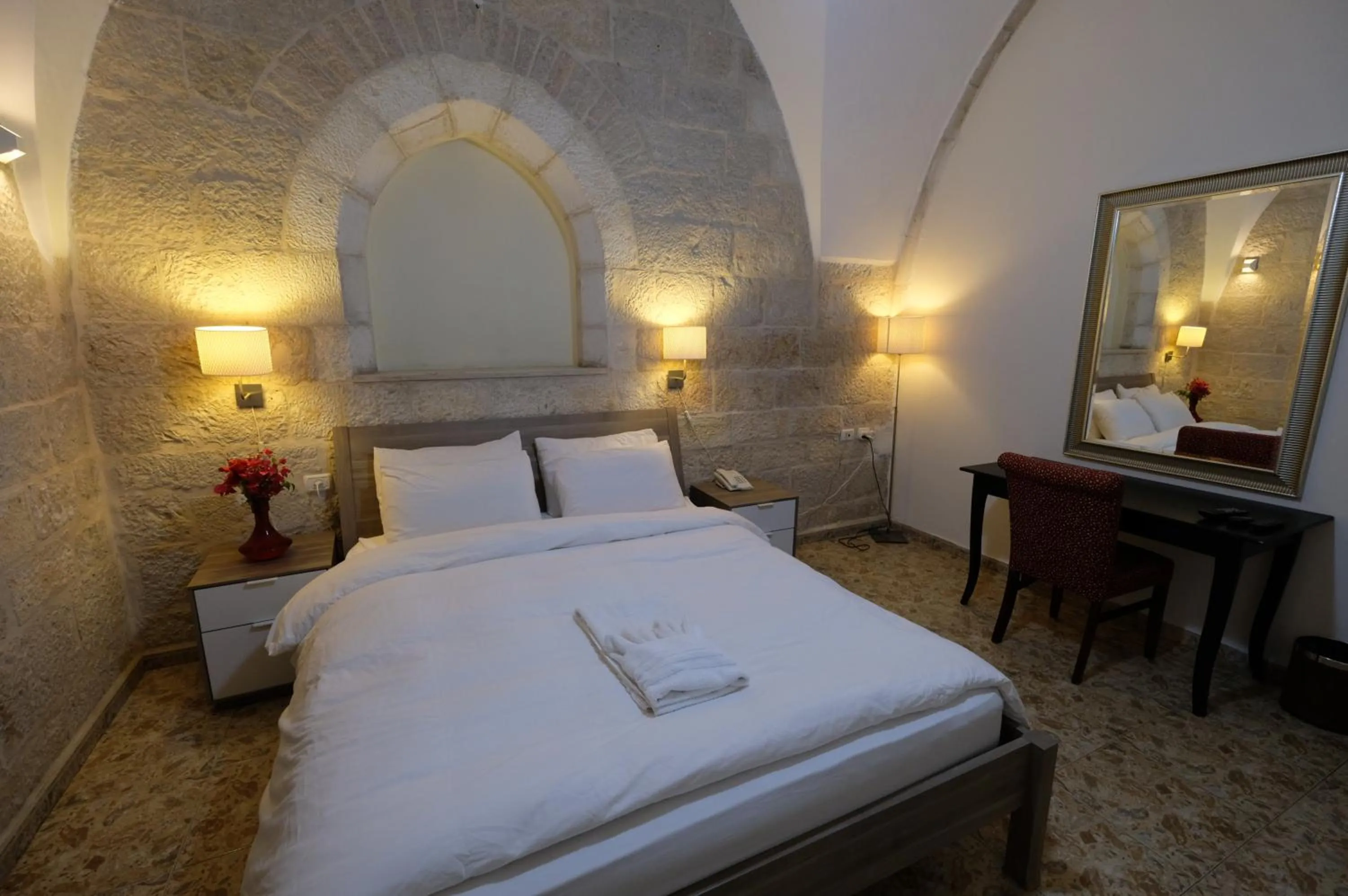 Bedroom, Bed in St. George’s Cathedral Pilgrim Guesthouse – Jerusalem